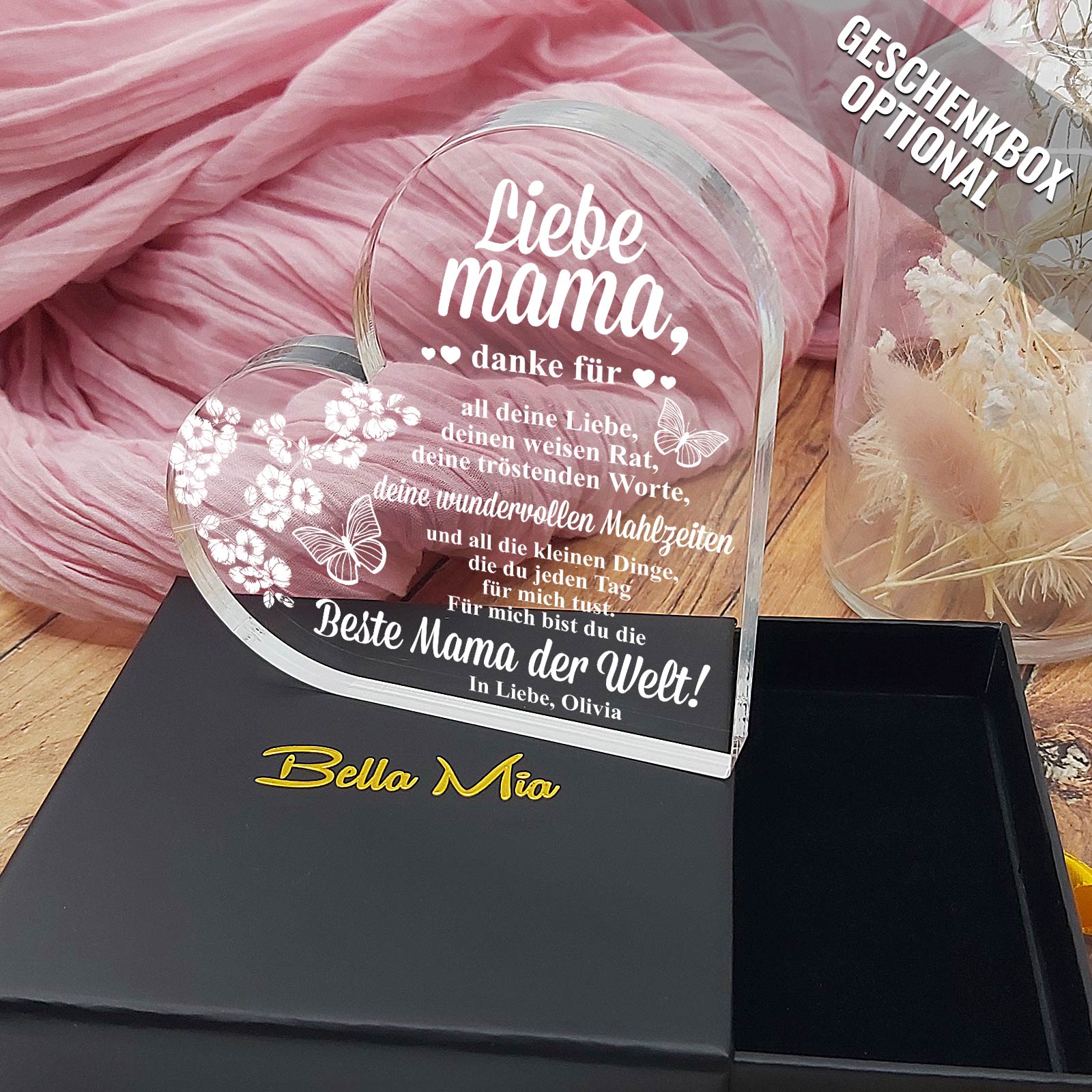 Ich möchte mich bei dir bedanken – Herz aus Plexiglas