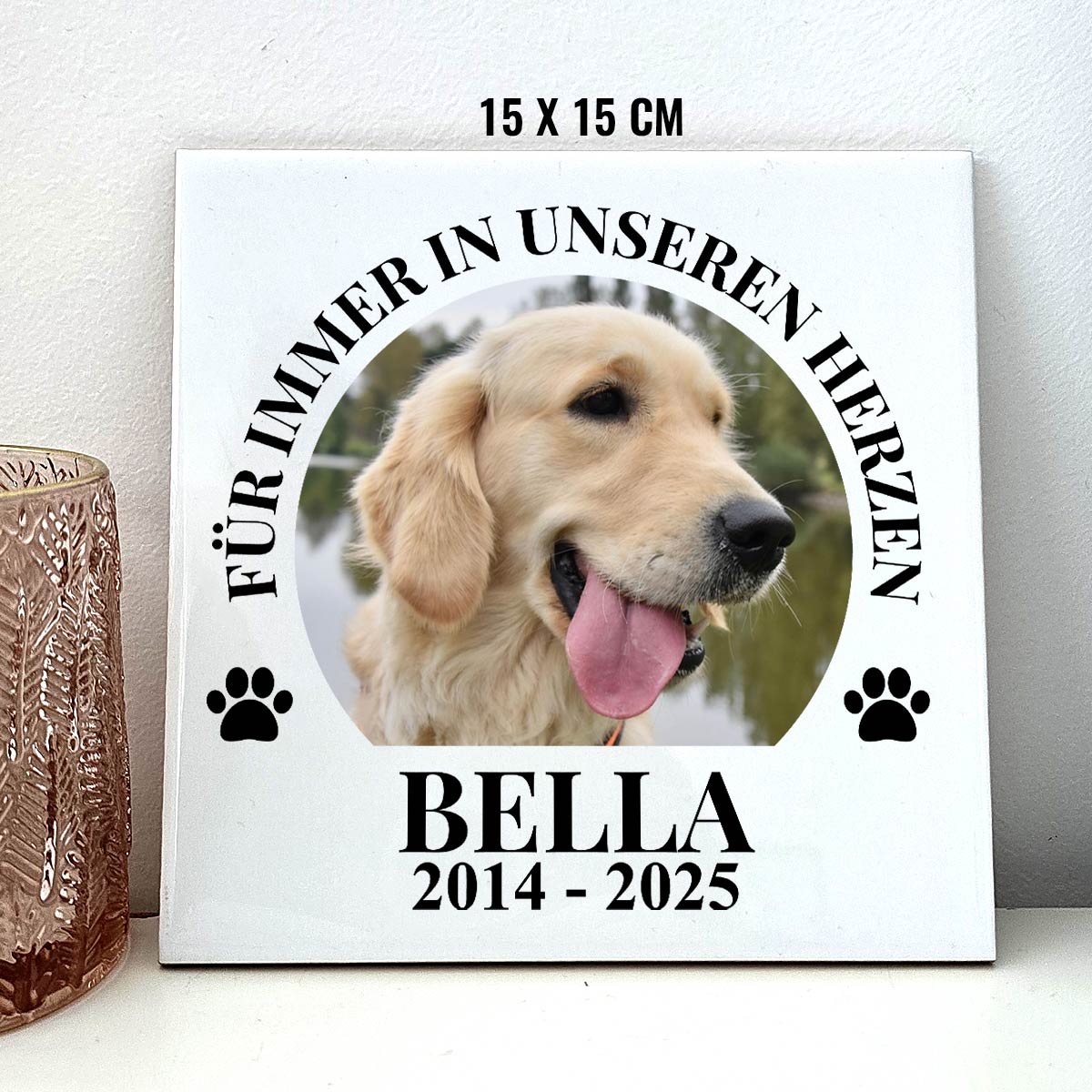 in unseren Herzen - Keramikkachel für Hund / Katze