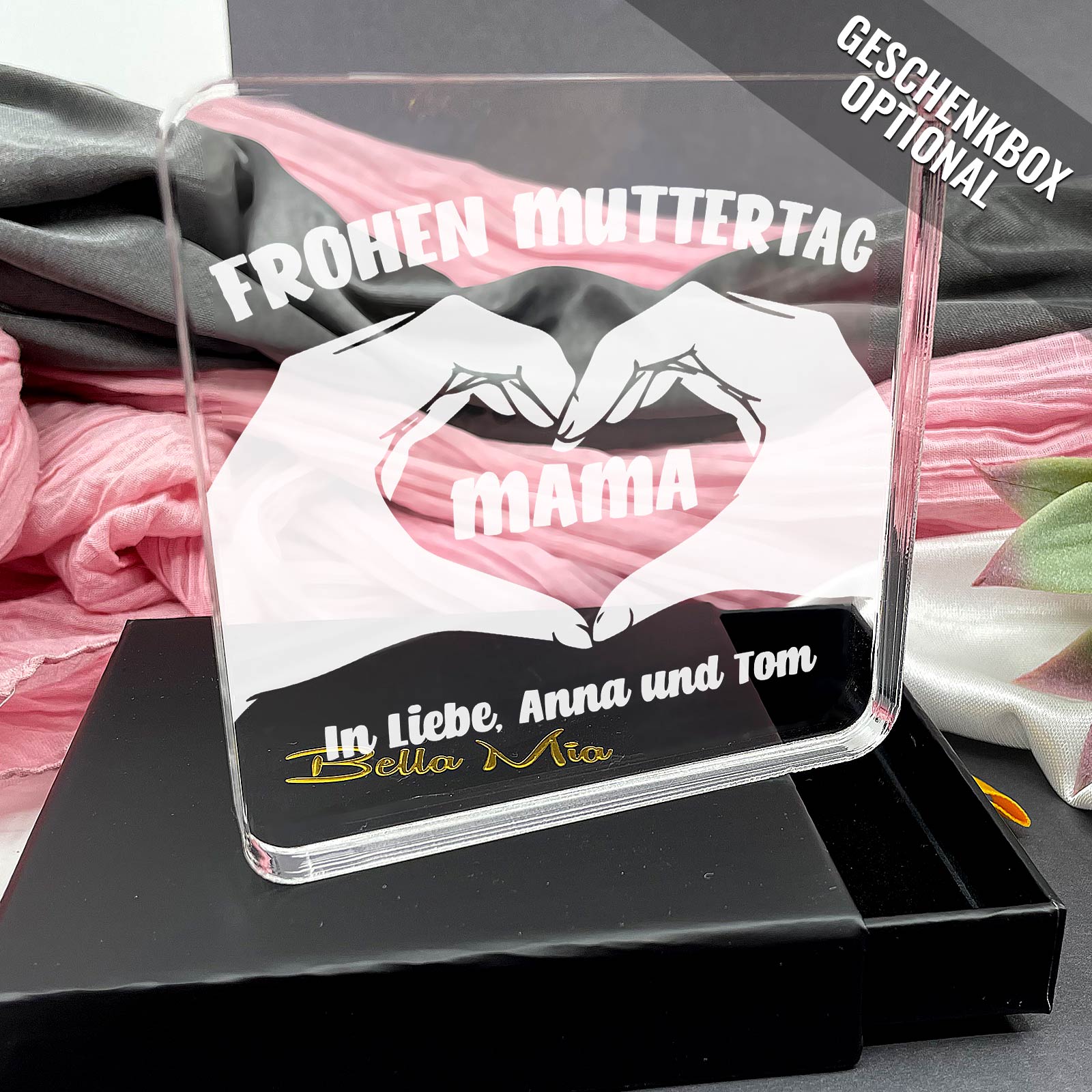 Herzensgruß für Mama - Plexiglasplakette