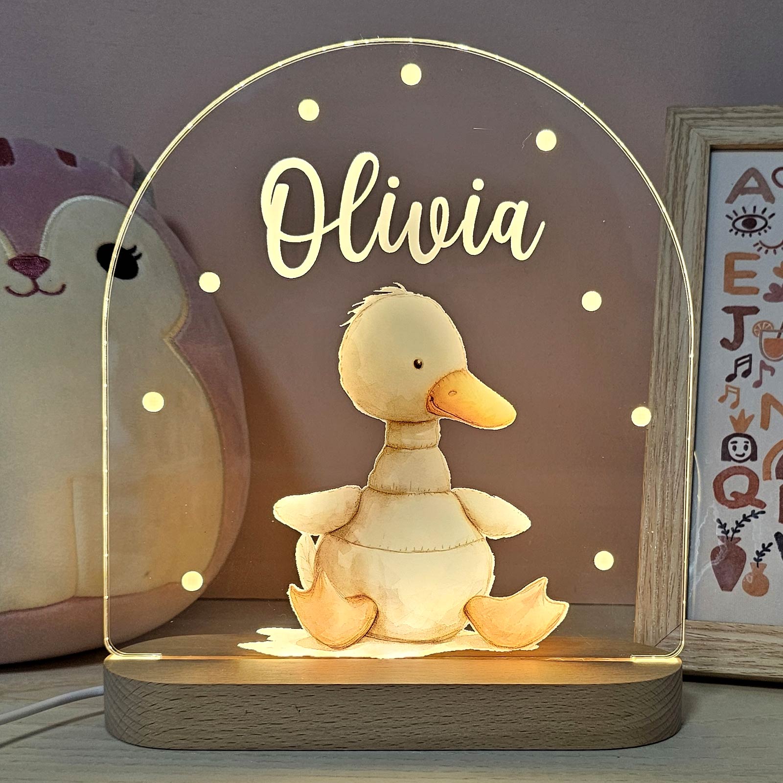 Kuscheltiere-Nachtlampe mit Namen