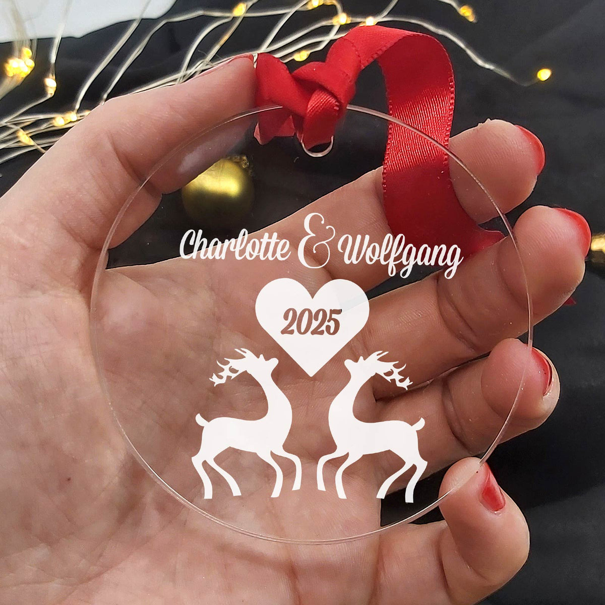 Plexiglas Weihnachtsdeko Rentierliebe