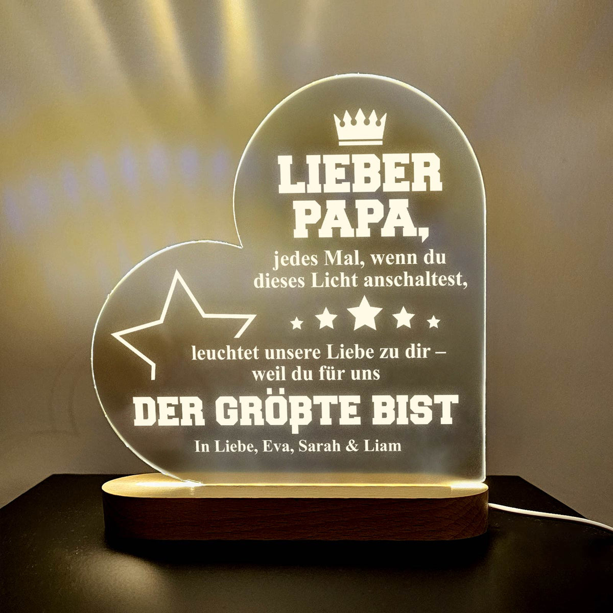 LED-Erinnerungslicht für Papa – Unsere Liebe leuchtet für dich