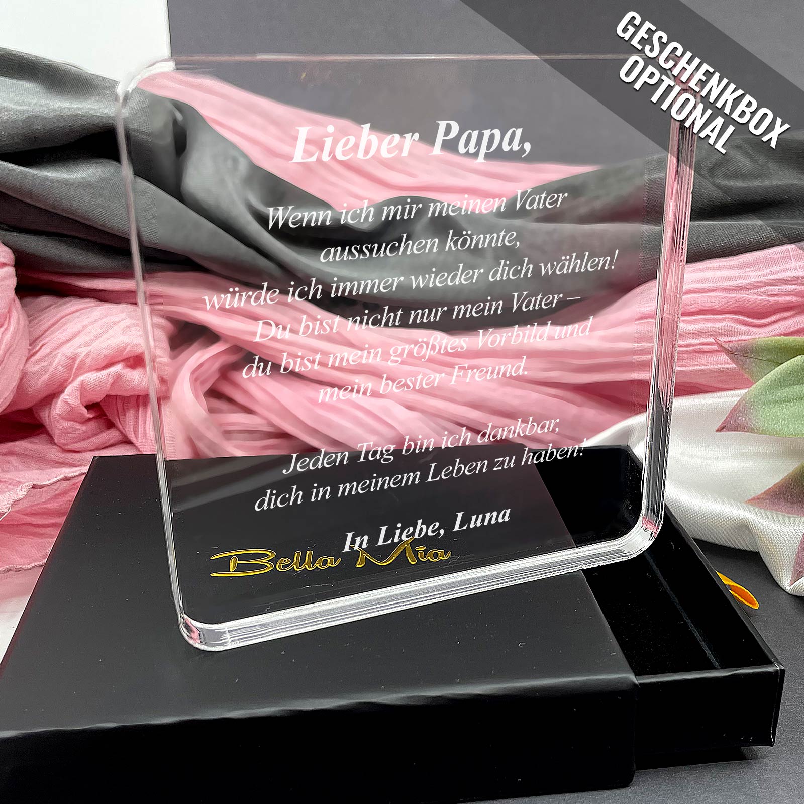 „Wenn ich meinen Vater wählen könnte…“ – Persönliches Geschenk aus Plexiglas