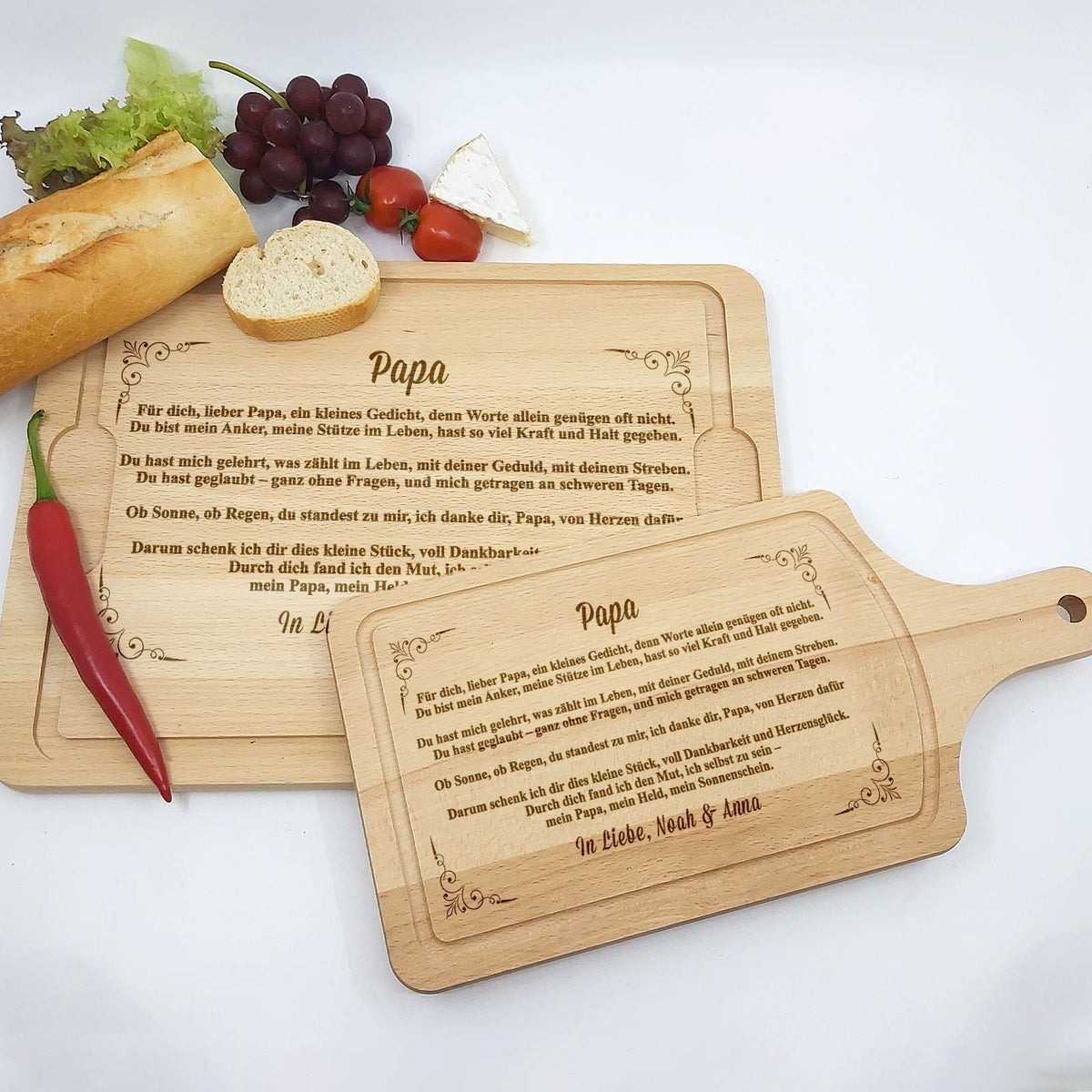 Papa, meine Stütze und mein Begleiter – Schneidebrett mit Herz