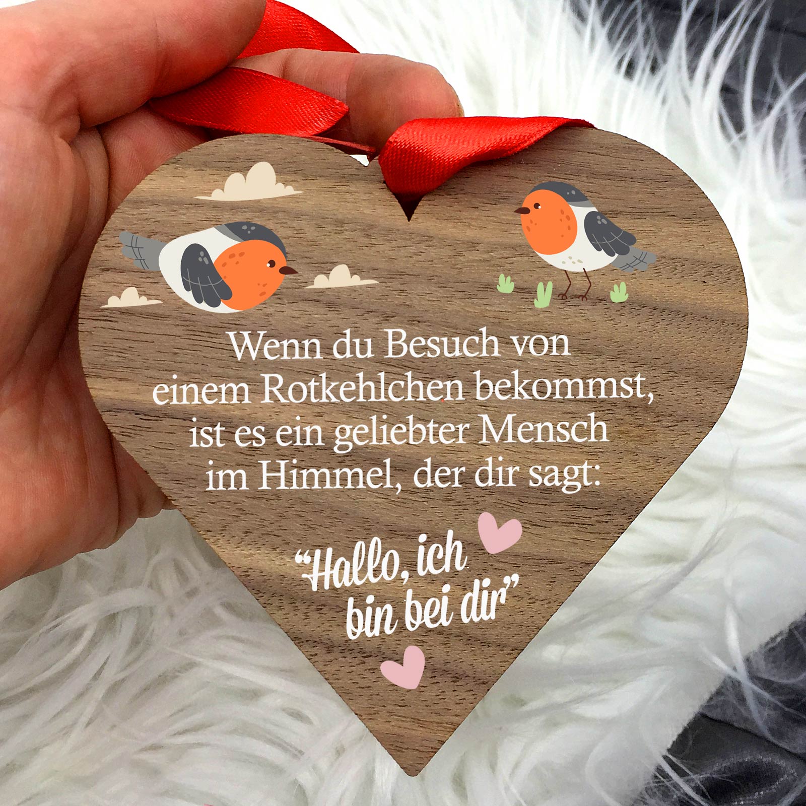 Wenn du Besuch von einem Rotkehlchen bekommst - Walnussherz