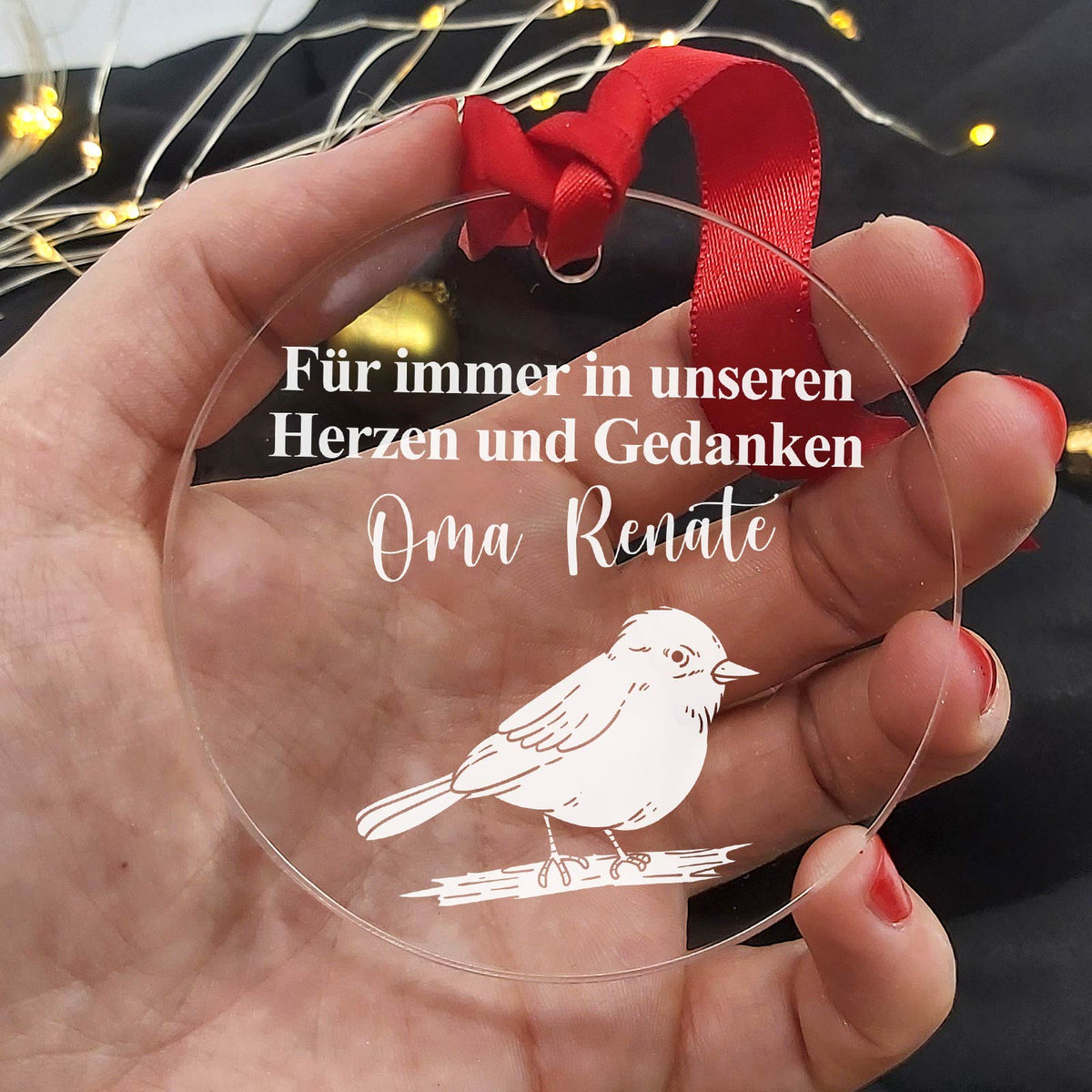 In erinnerung - Rotkehlchen Weihnachtsdeko aus Plexiglas