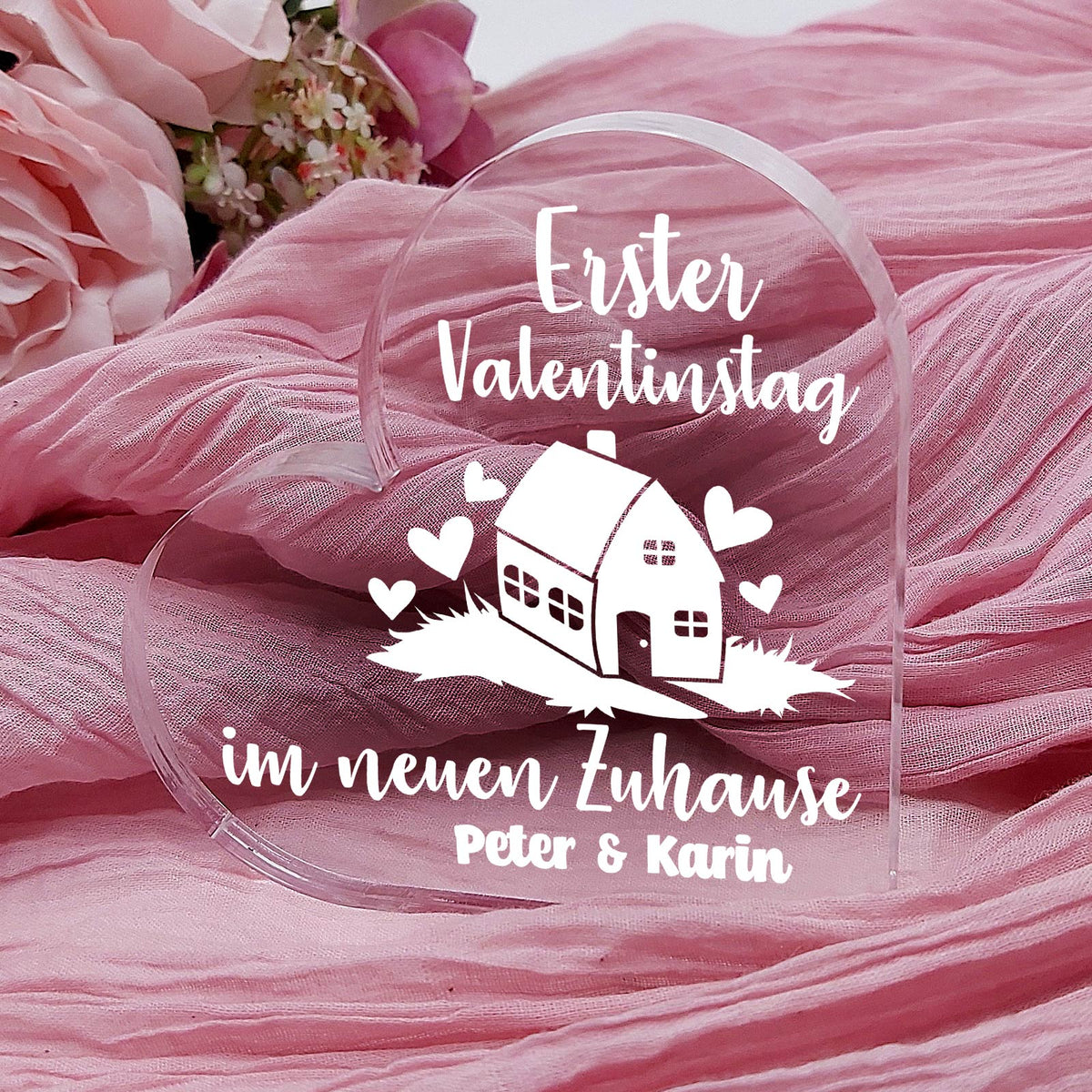 Erster Valentinstag im neuen Zuhause - Herz aus Plexiglas