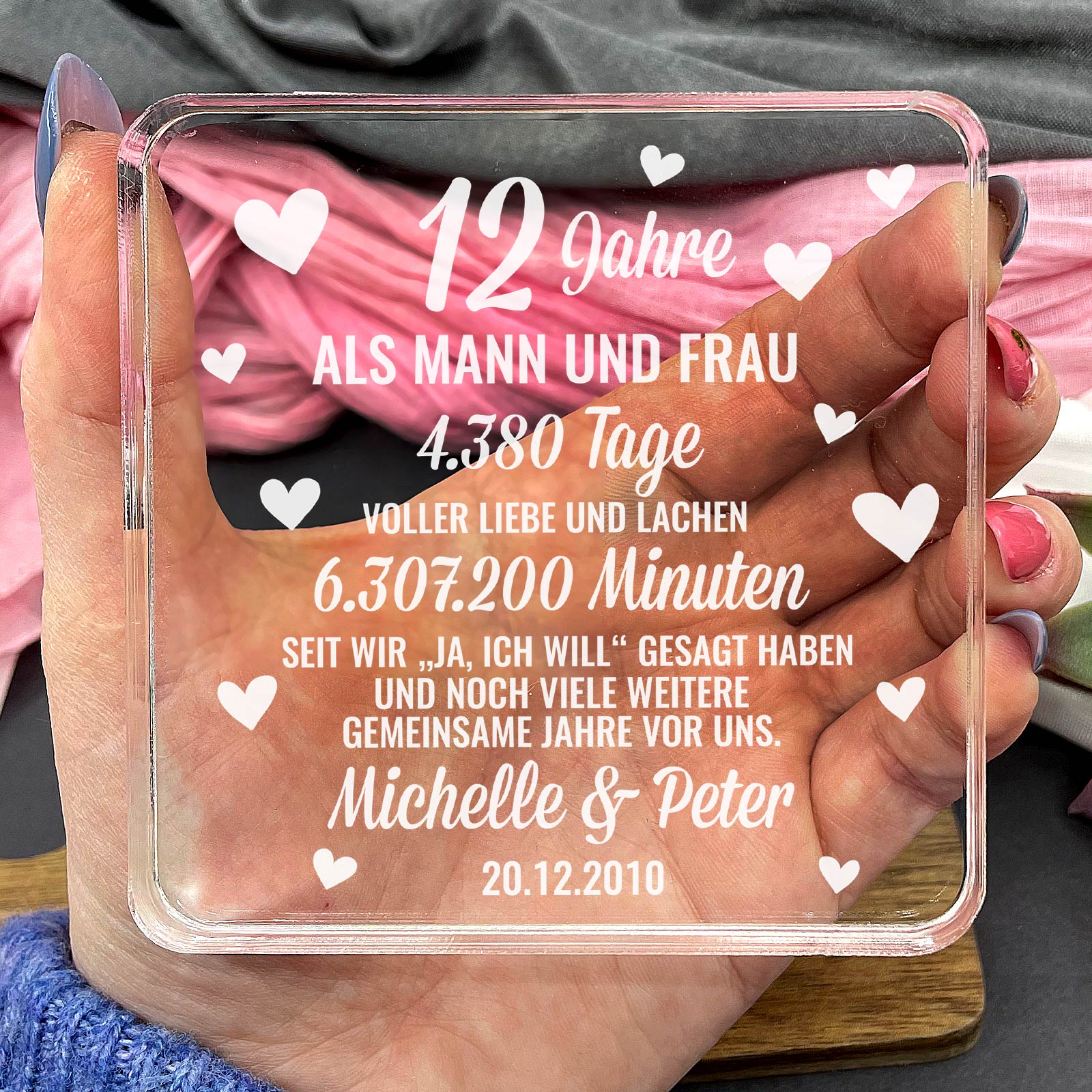 X Jahre als Mann und Frau - Plexiglas-Plakette