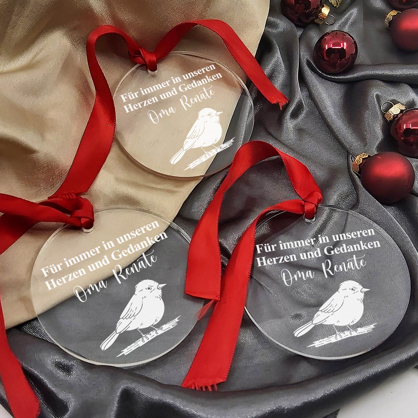 In erinnerung - Rotkehlchen Weihnachtsdeko aus Plexiglas