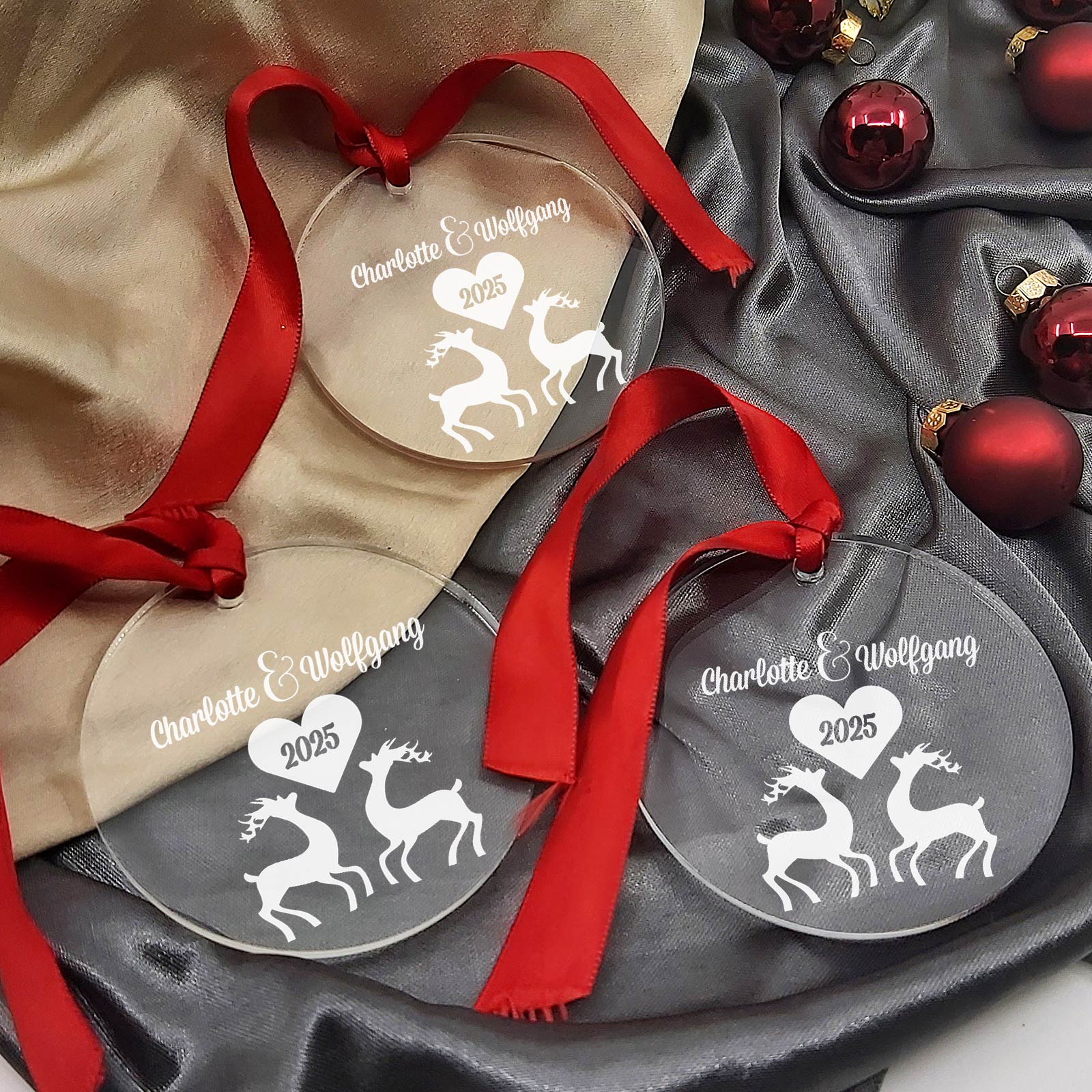 Plexiglas Weihnachtsdeko Rentierliebe