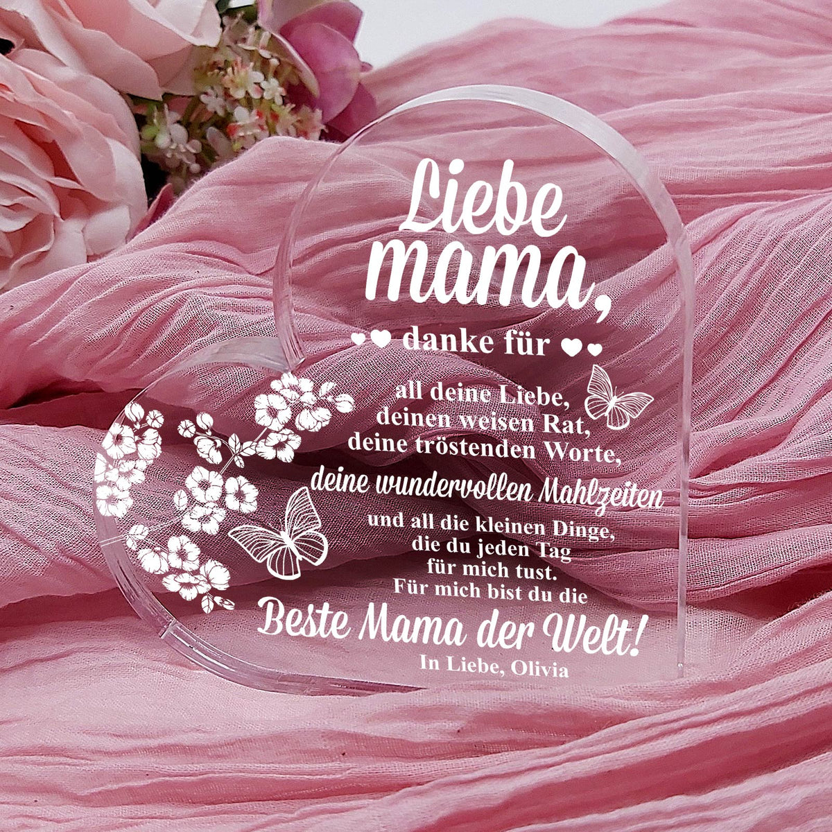 Ich möchte mich bei dir bedanken – Herz aus Plexiglas
