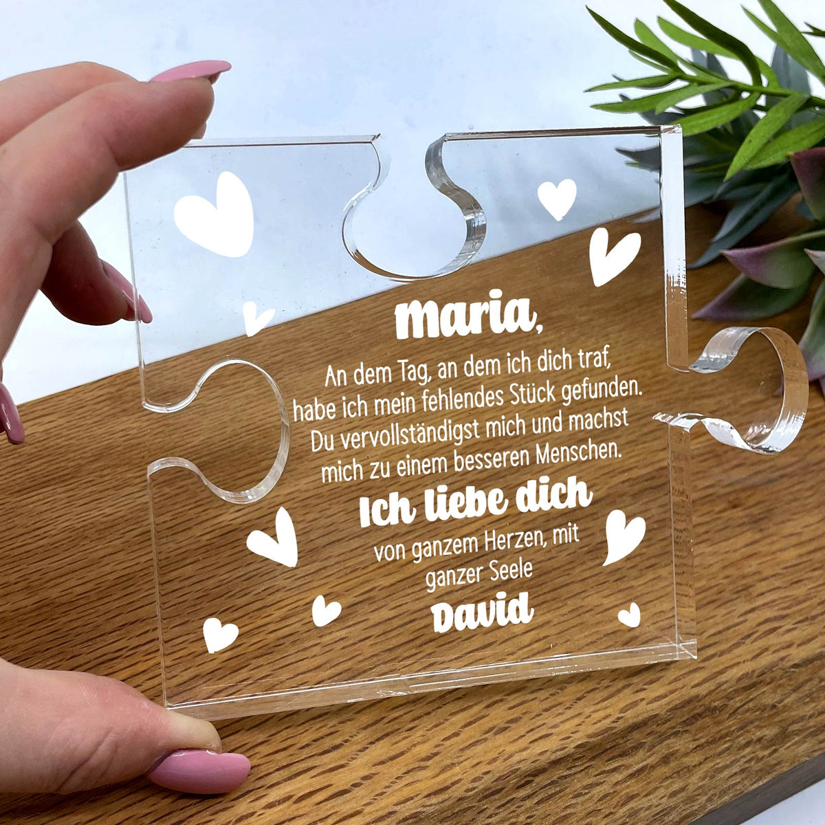 Du vervollständigst mich - Plexiglas-Puzzle Tel