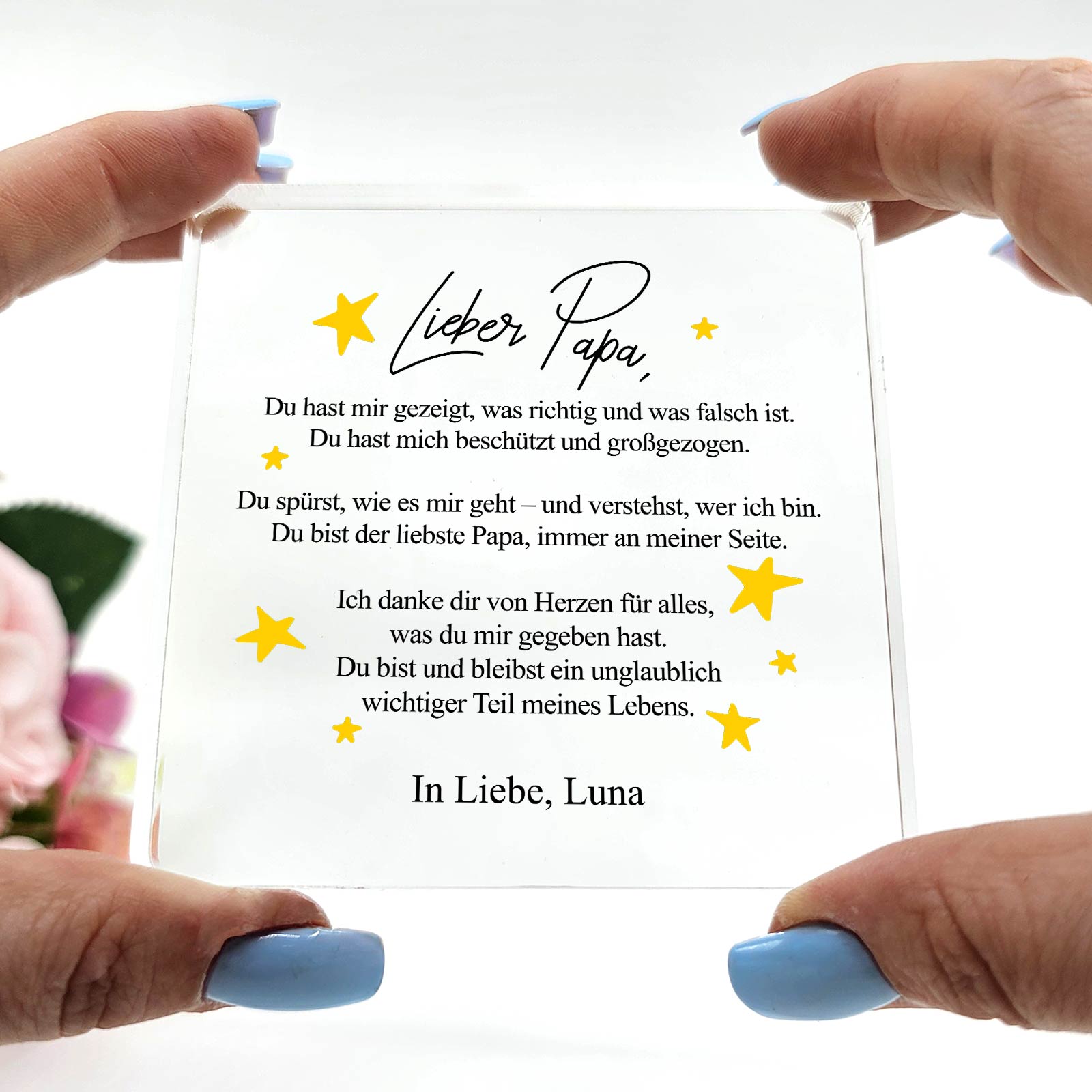 Du hast mir alles beigebracht – Plexiglas-Plakette für Papa