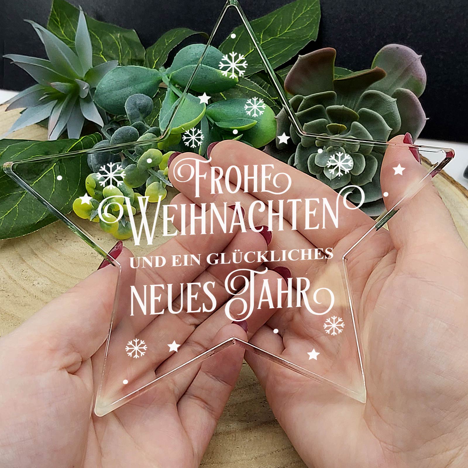 Frohe Weihnachten und ein glückliches neues Jahr - Plexiglas-Stern