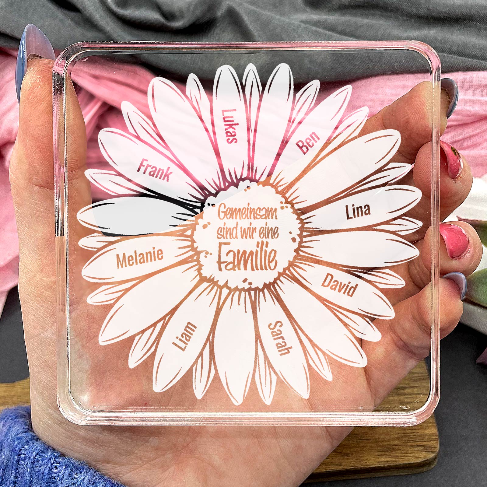 Eine blühende Familie – Plexiglas-Plakette