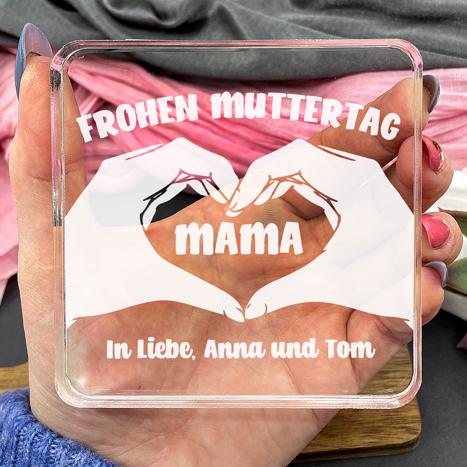 Herzensgruß für Mama - Plexiglasplakette