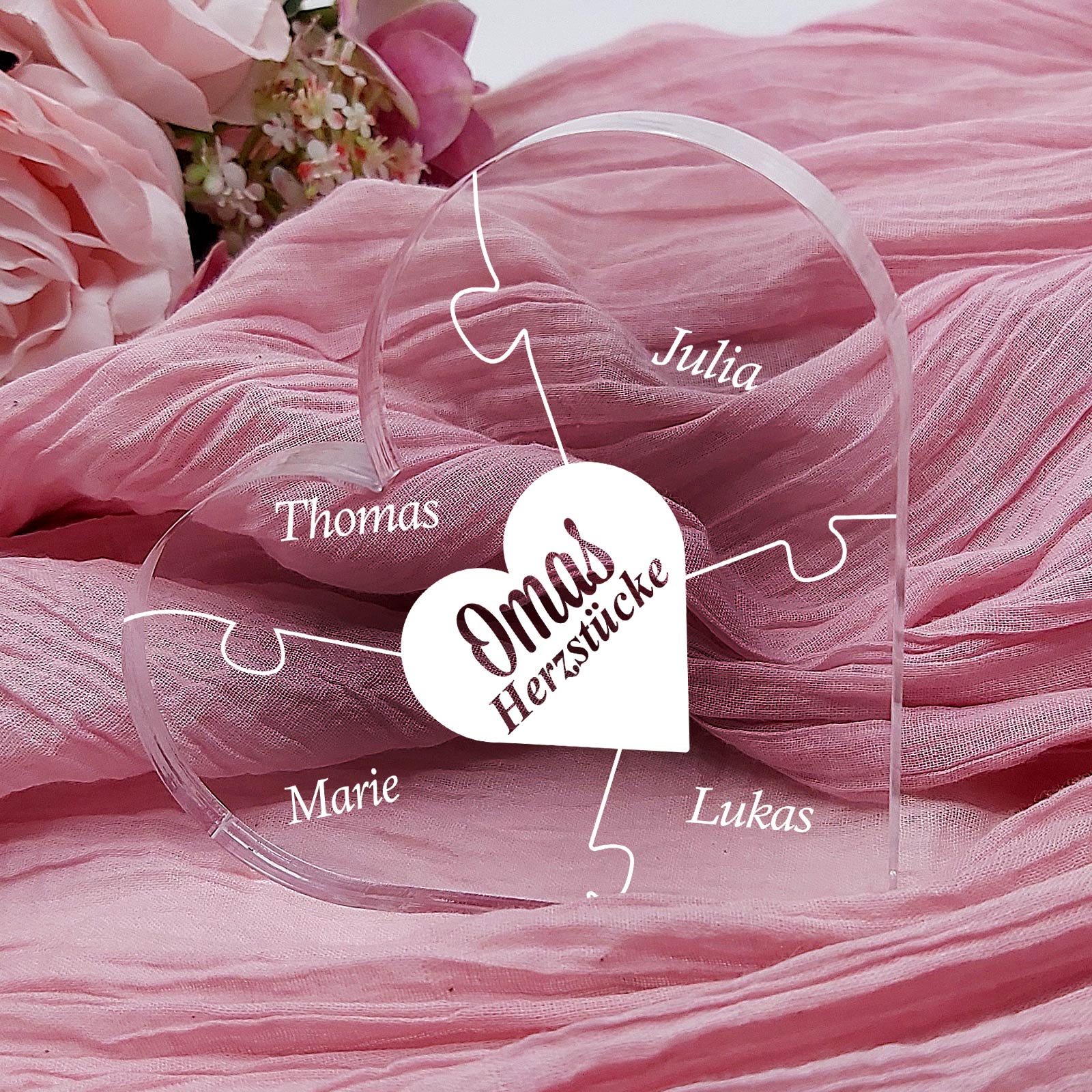 Omas Herzstücke – Plexiglas-Herz