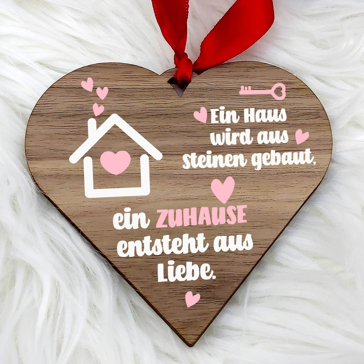 Zuhause ist Liebe- Walnussherz
