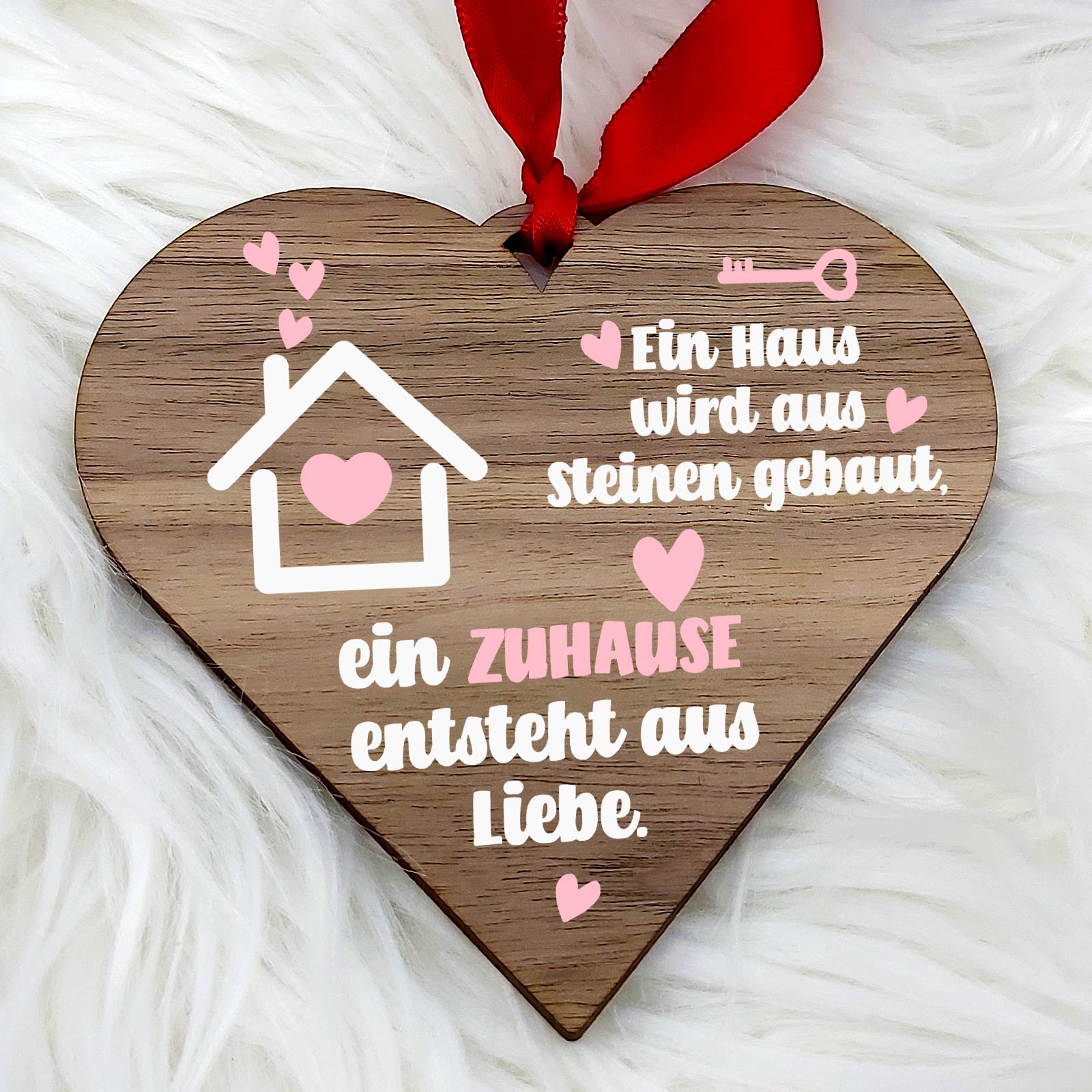 Zuhause ist Liebe- Walnussherz