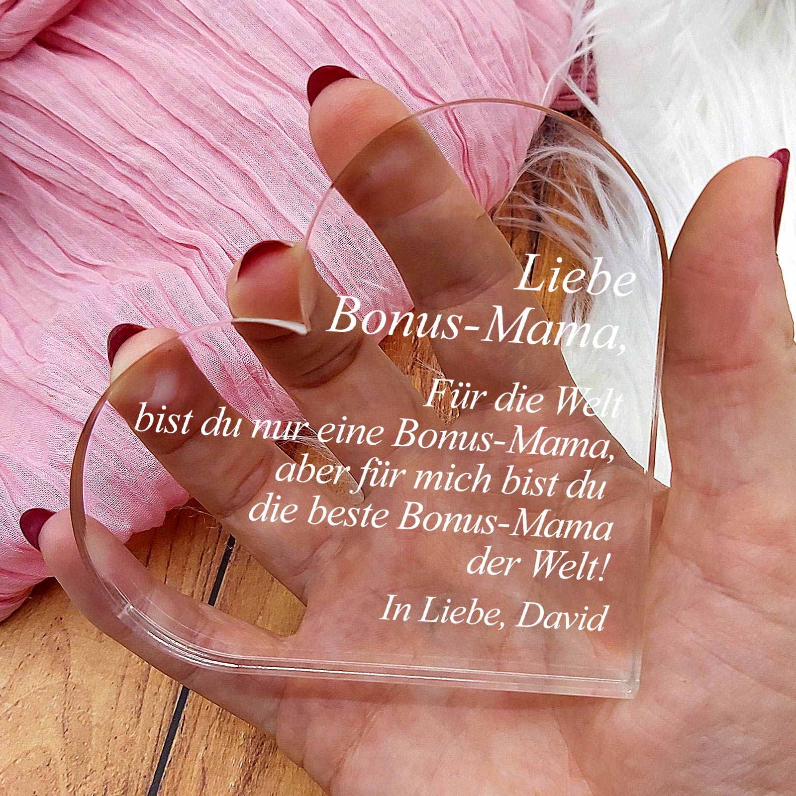 Für die Welt bist du nur eine Bonus-Mama – Plexiglasherz