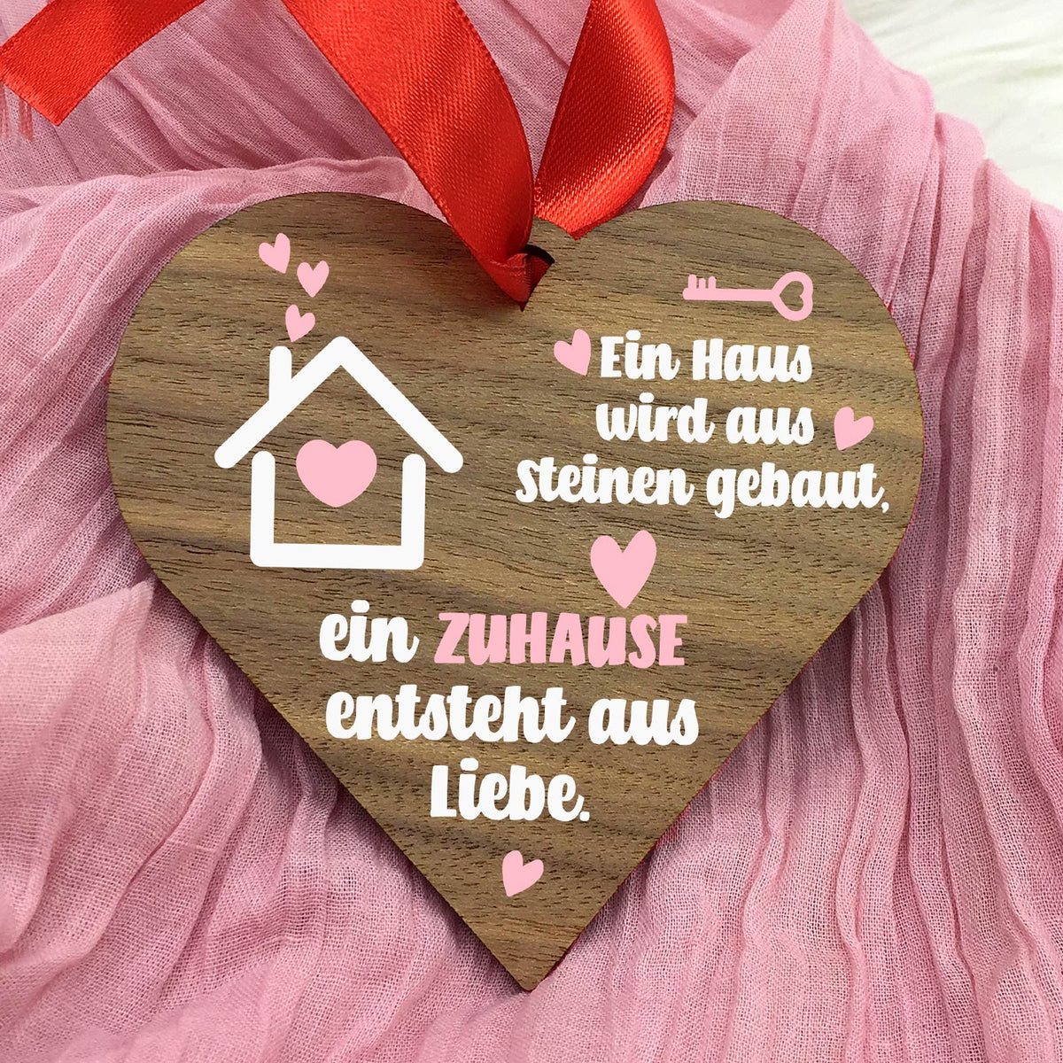 Zuhause ist Liebe- Walnussherz