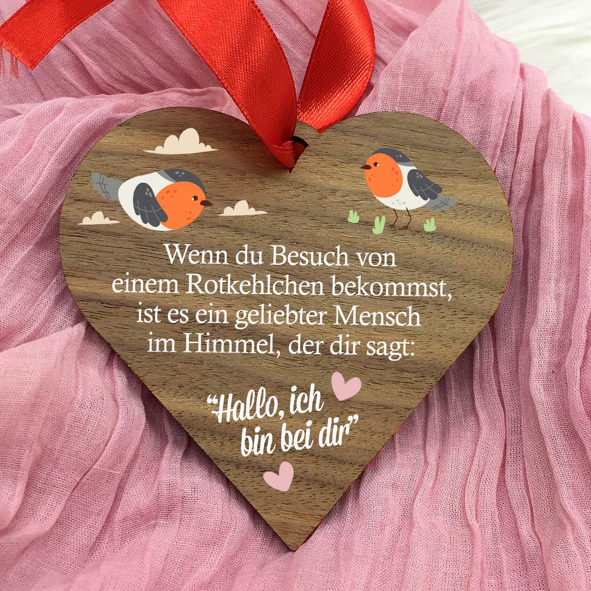 Wenn du Besuch von einem Rotkehlchen bekommst - Walnussherz