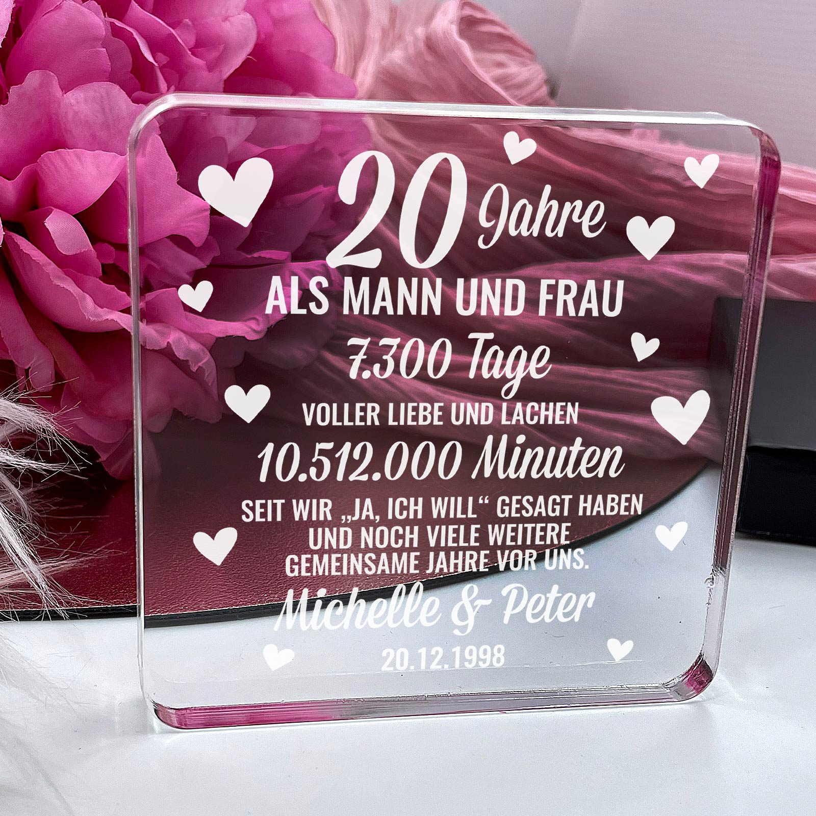 X Jahre als Mann und Frau - Plexiglas-Plakette