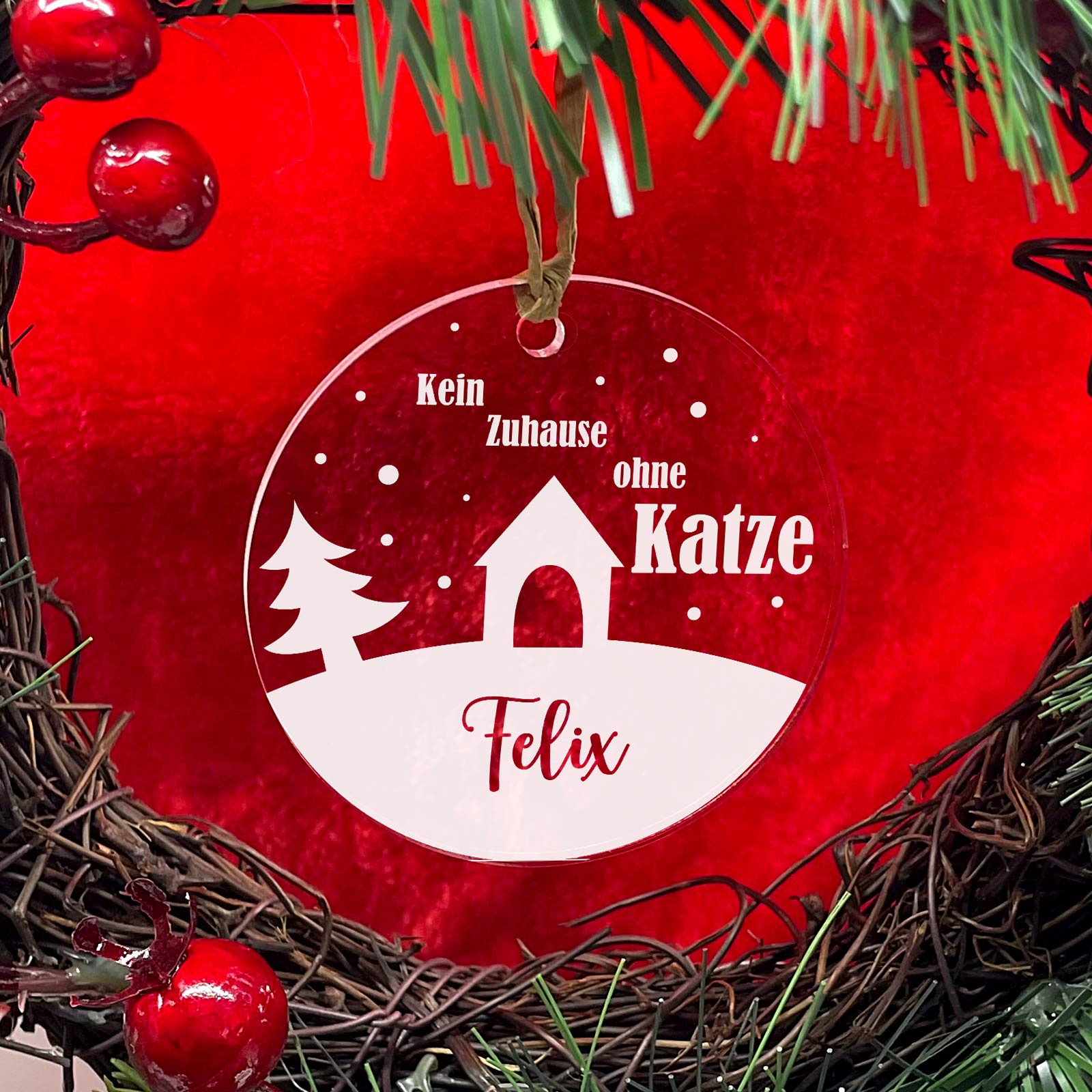 Kein Zuhause ohne Katze - Weihnachtsdeko single