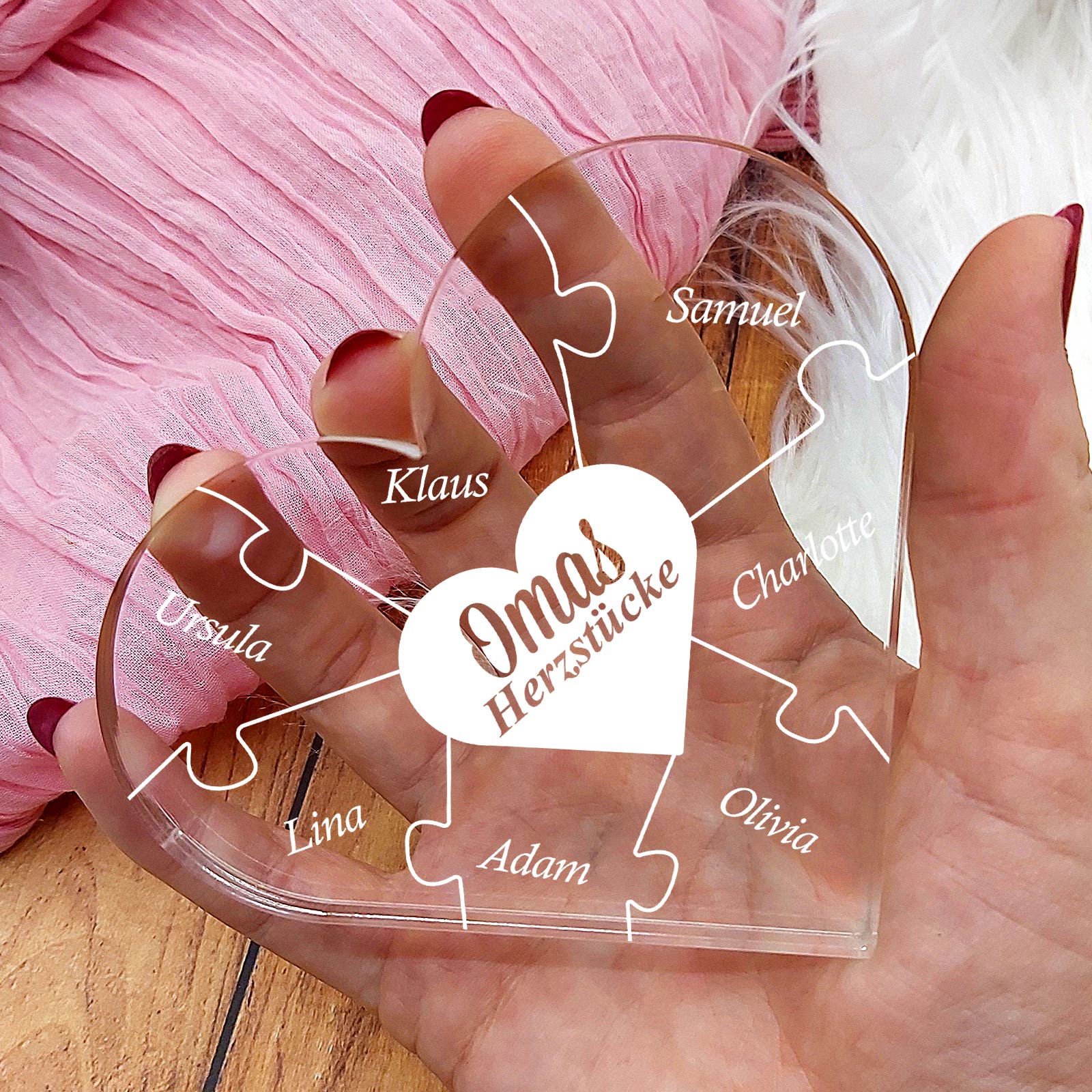 Omas Herzstücke – Plexiglas-Herz
