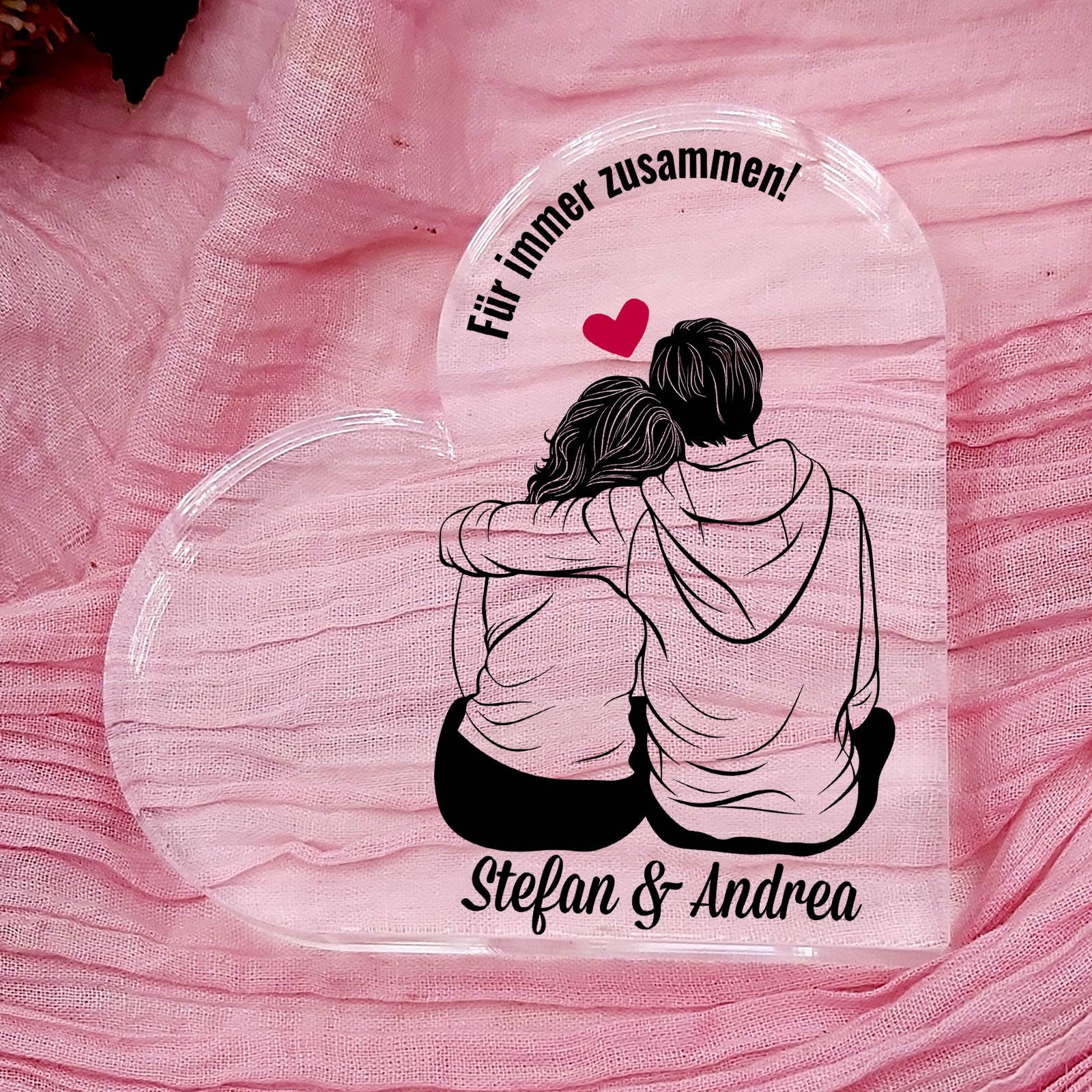 Liebespaar – Personalisierbares Plexiglasherz