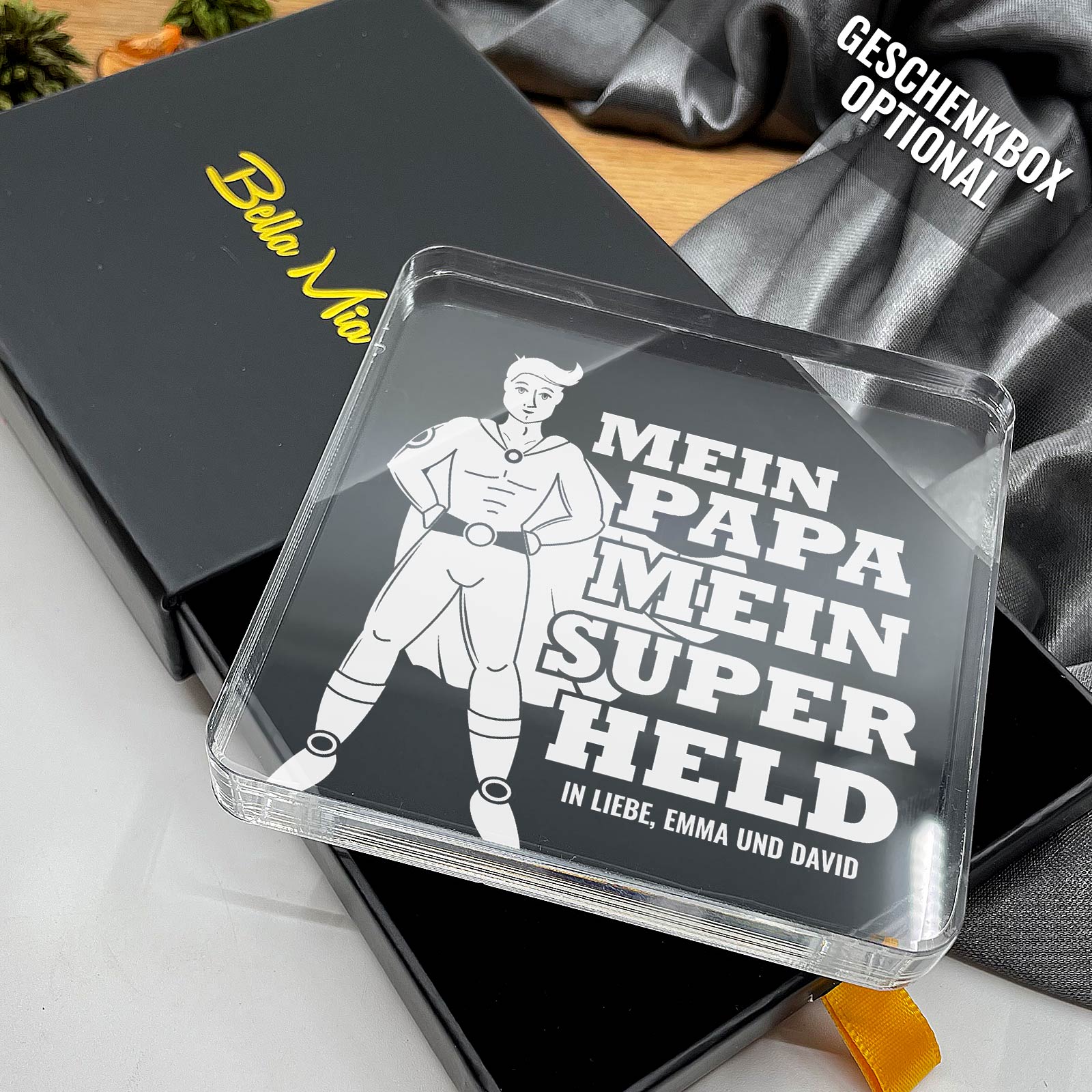 Geschenk für Papa: Mein Superheld aus Plexiglas