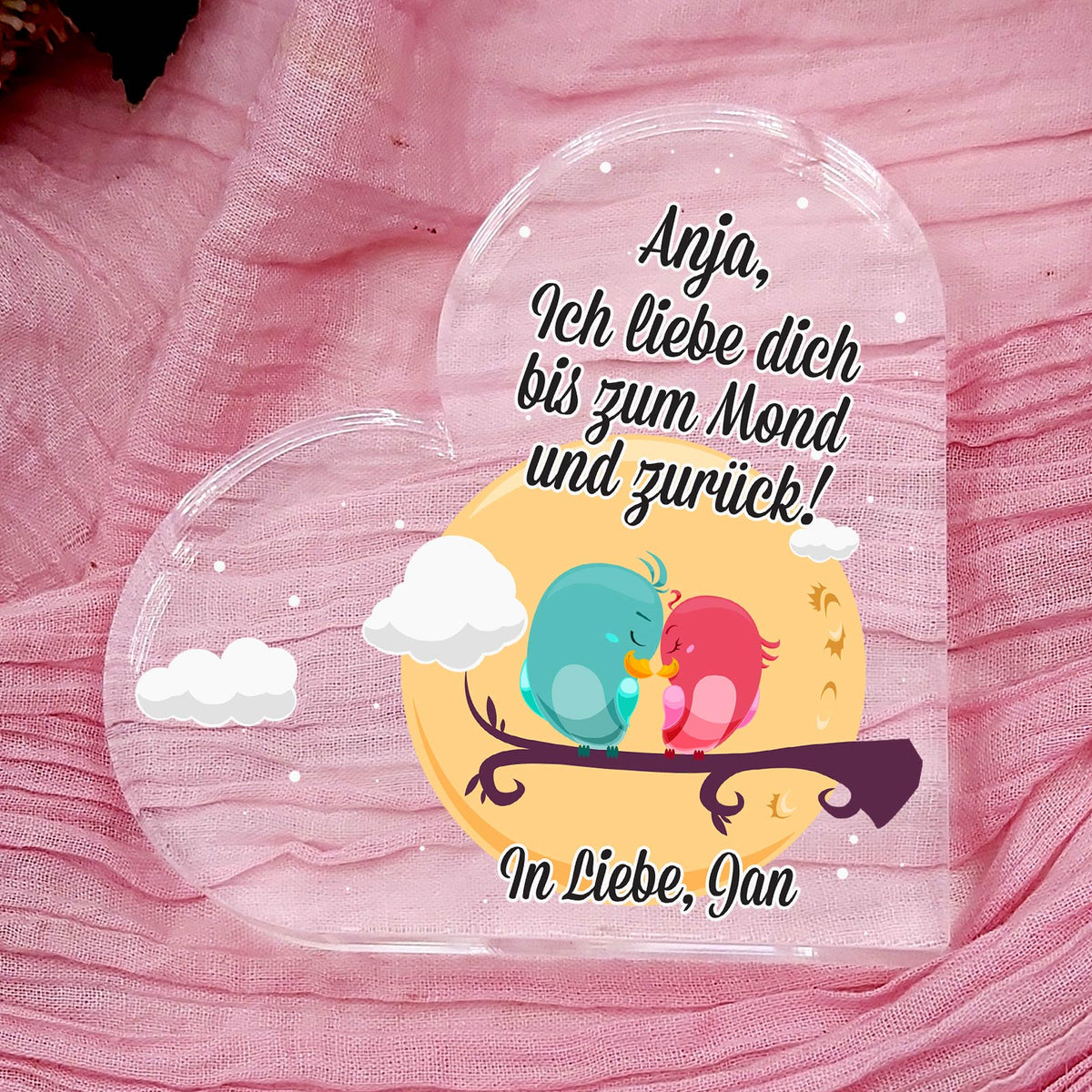 Zum Mond und zurück – Herz aus Plexiglas