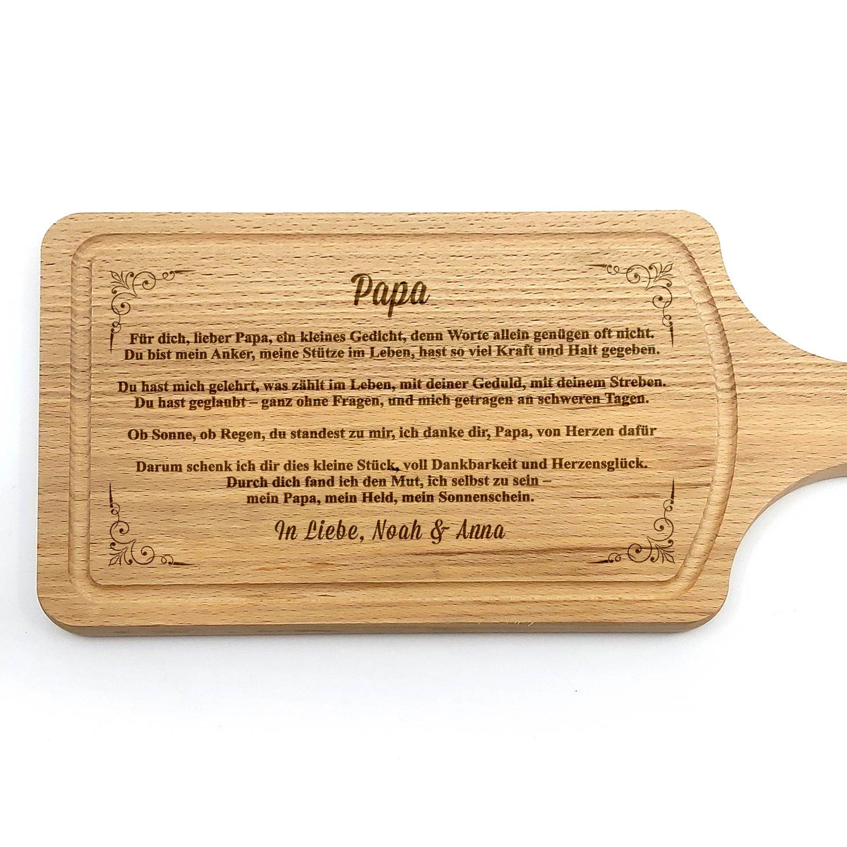 Papa, meine Stütze und mein Begleiter – Schneidebrett mit Herz