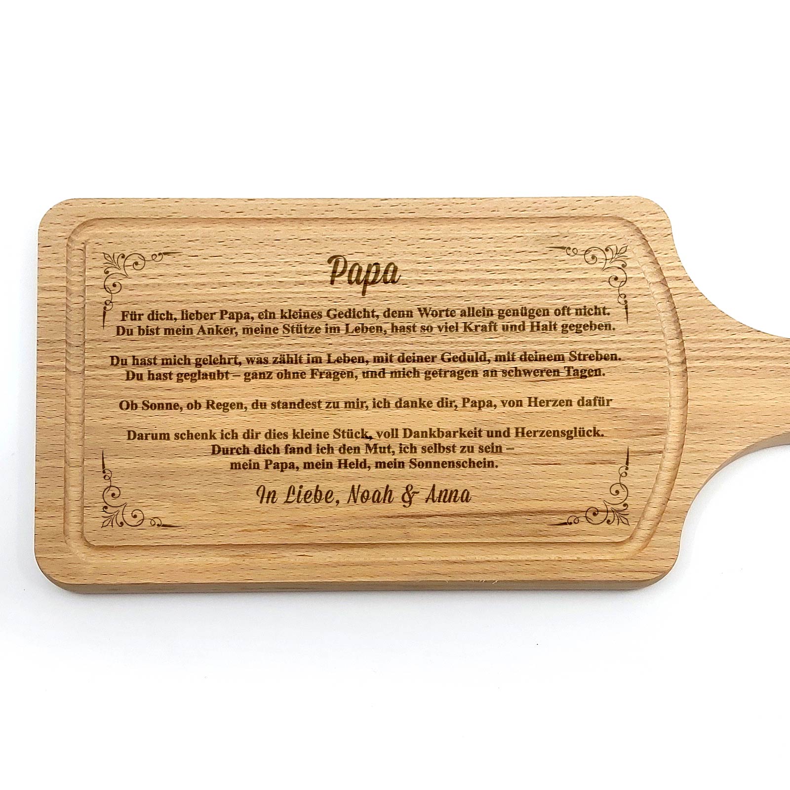 Papa, meine Stütze und mein Begleiter – Schneidebrett mit Herz