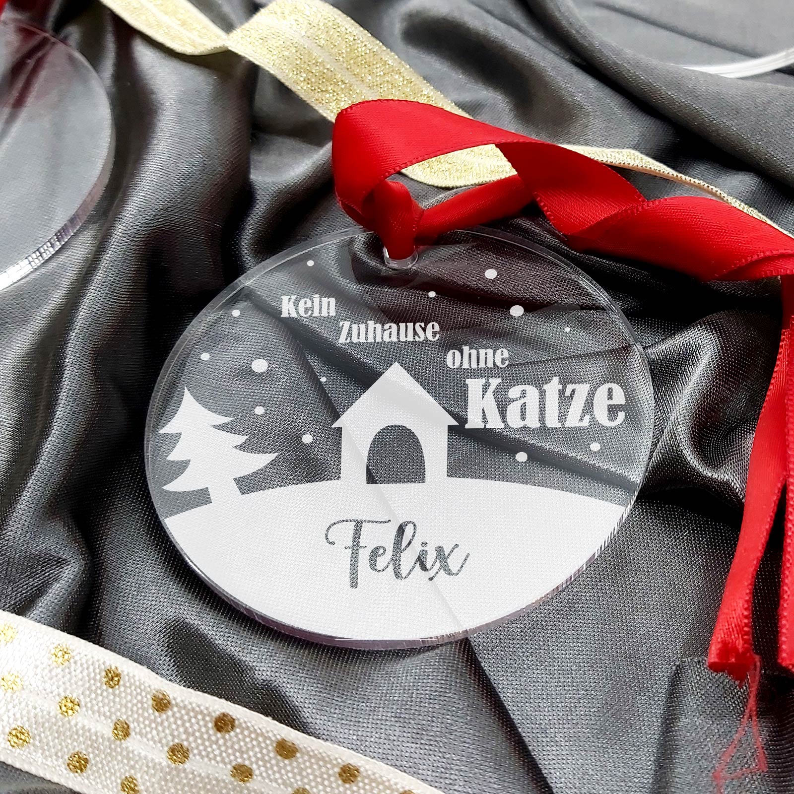 Kein Zuhause ohne Katze - Weihnachtsdeko single