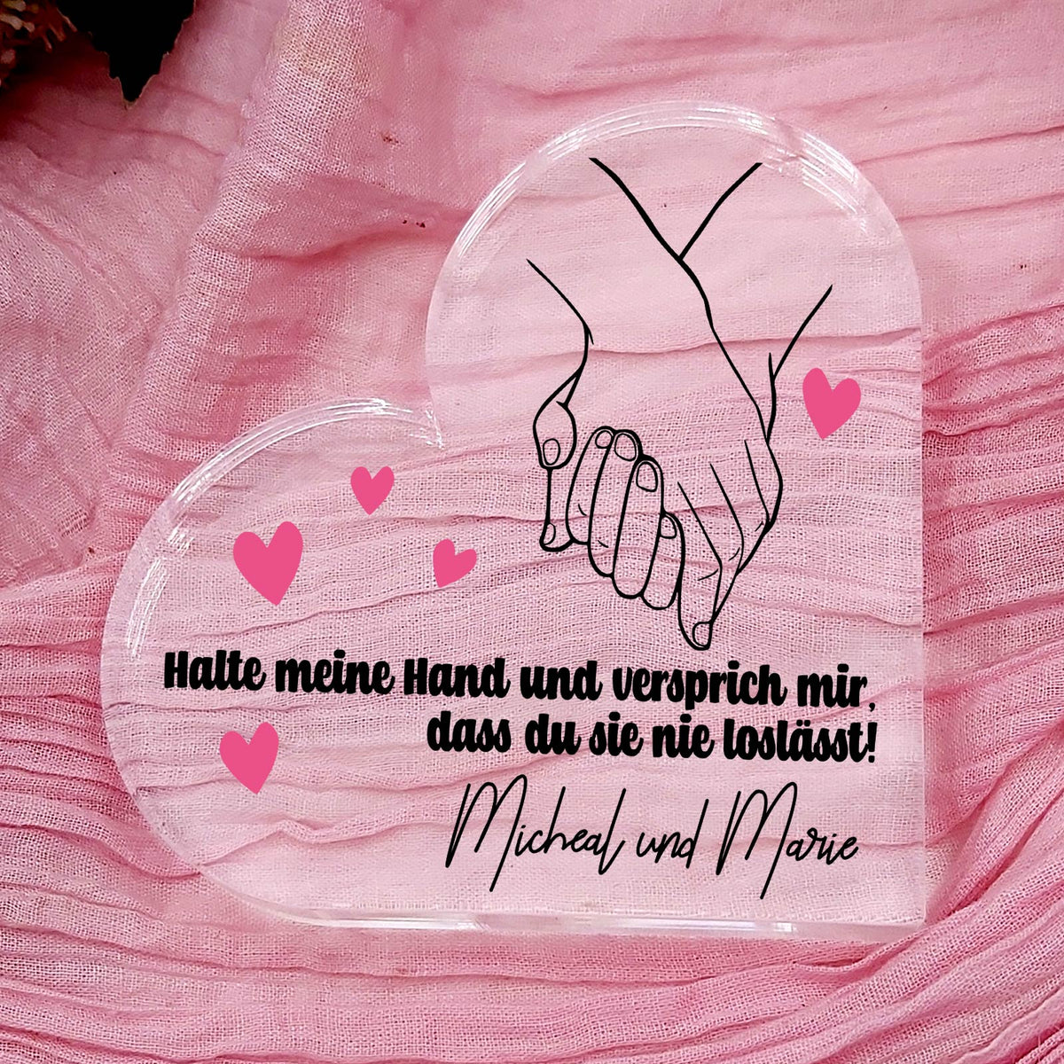 Halte meine Hand – Herz aus Plexiglas