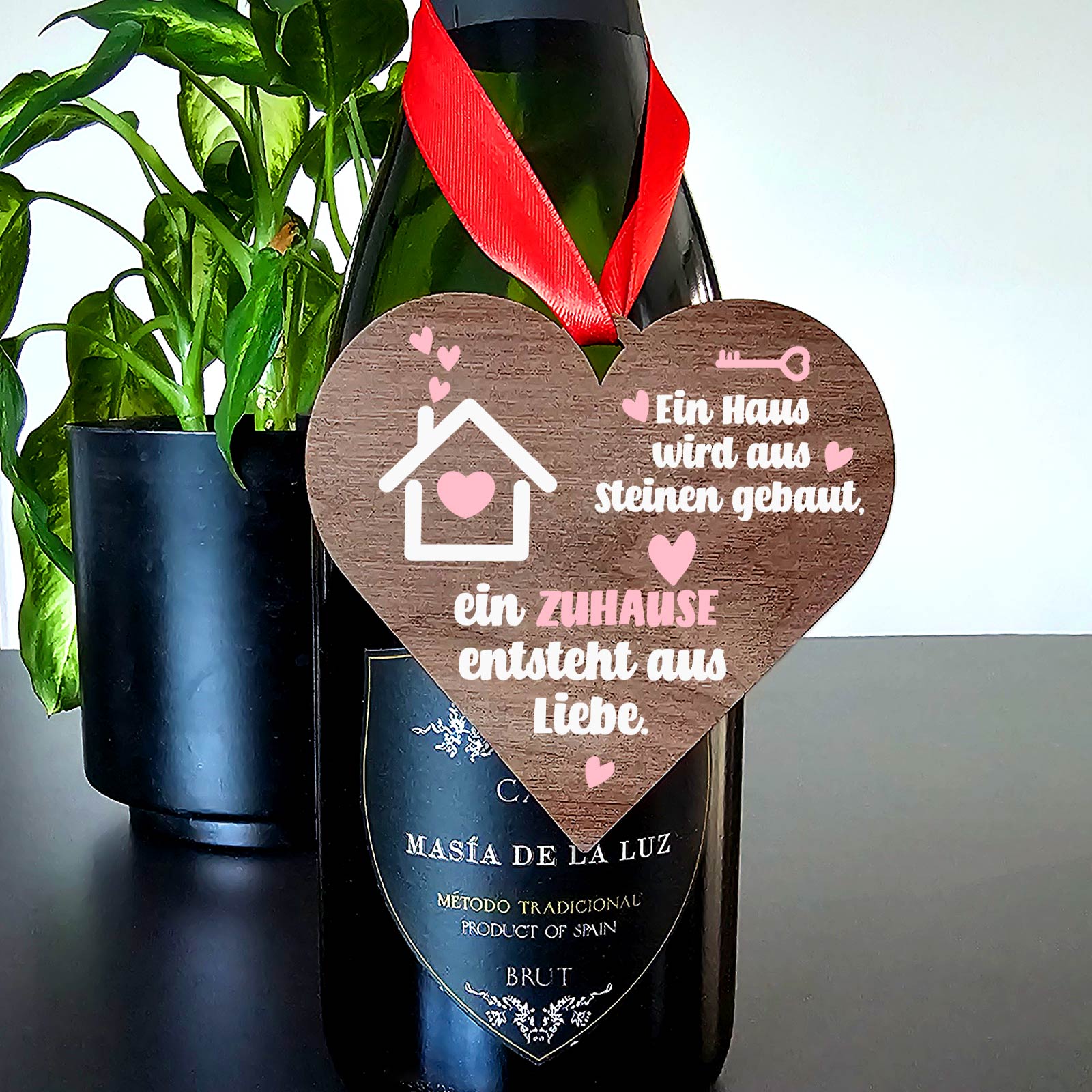 Zuhause ist Liebe- Walnussherz