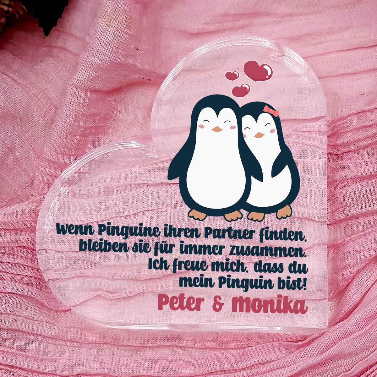 Wenn Pinguine ihren Partner finden - Herz aus Plexiglas