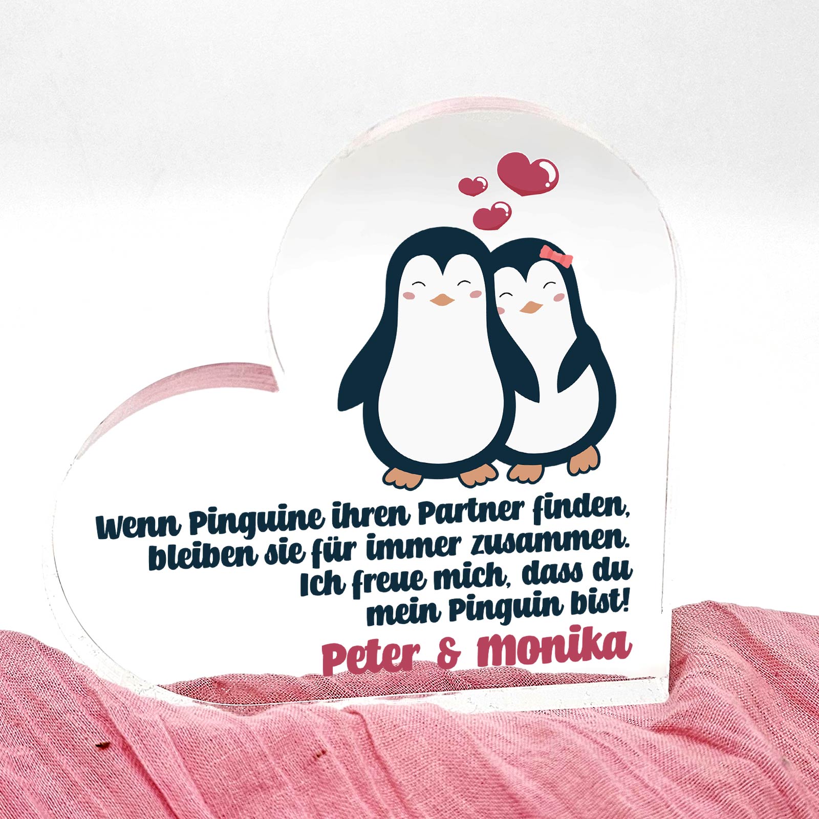 Wenn Pinguine ihren Partner finden - Herz aus Plexiglas
