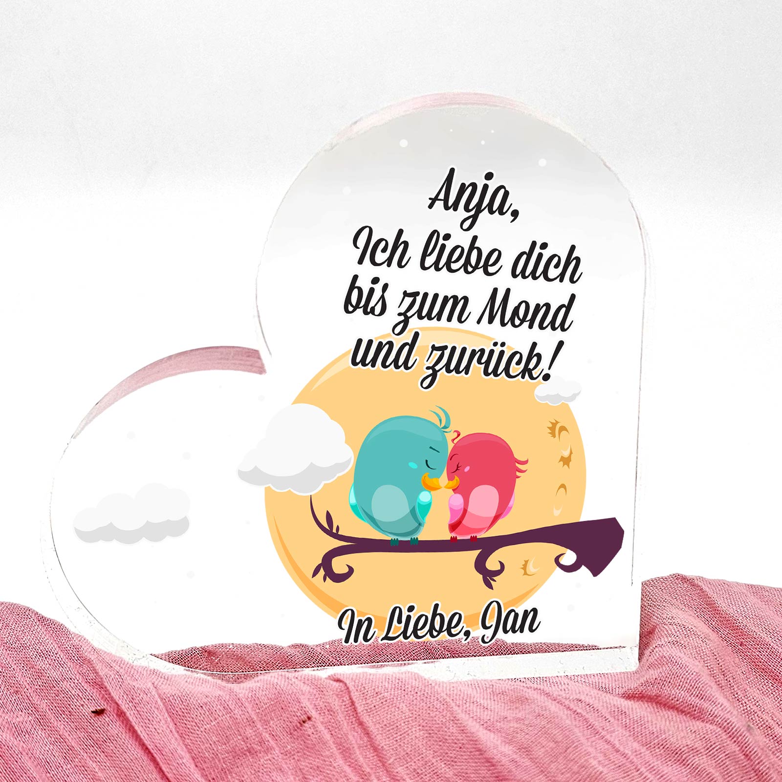 Zum Mond und zurück – Herz aus Plexiglas