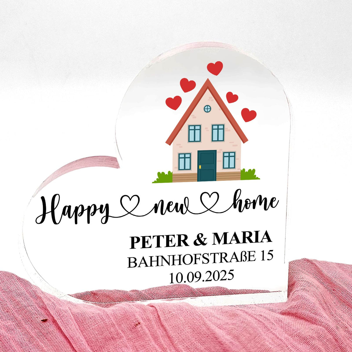 Happy new Home - Herz aus Plexiglas