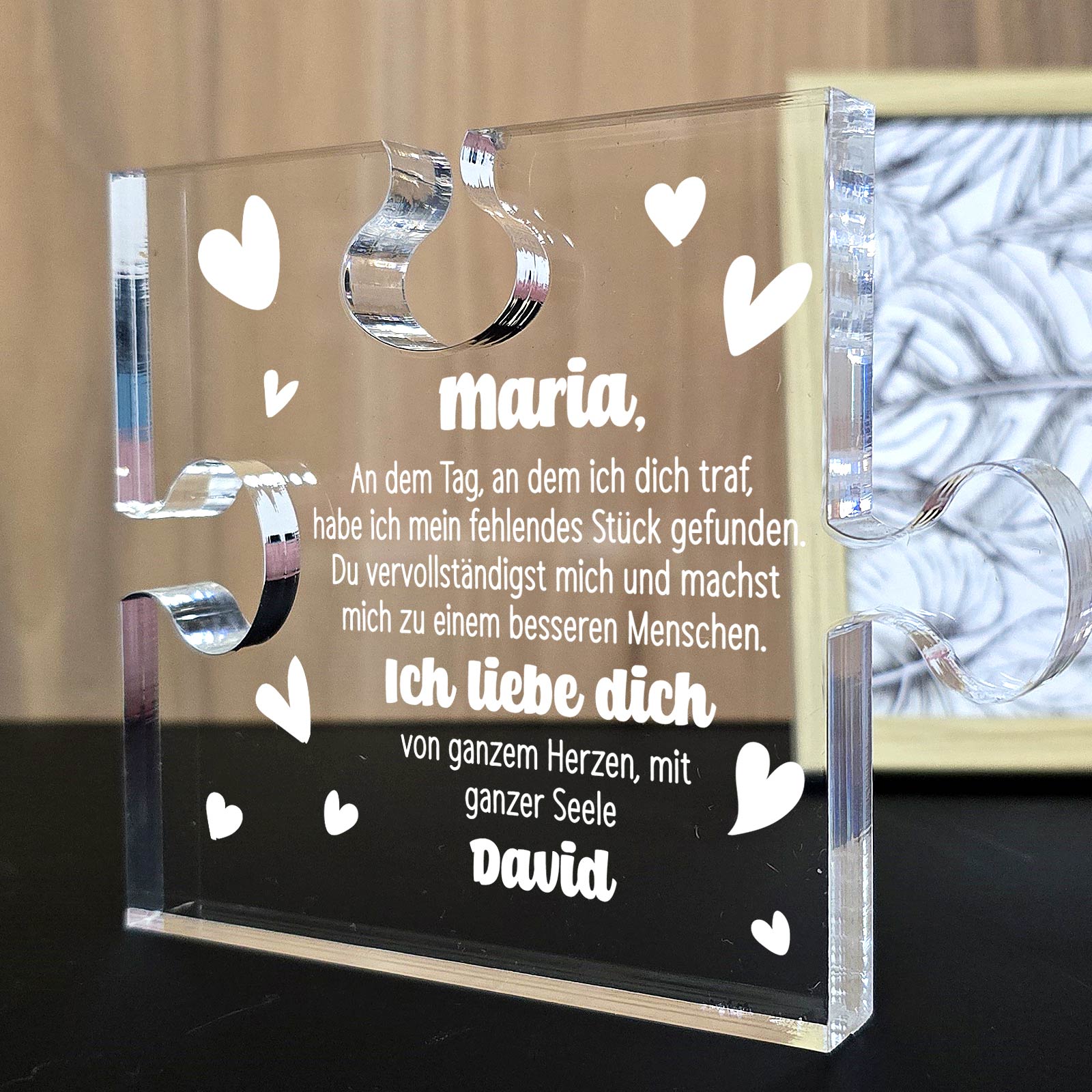 Du vervollständigst mich - Plexiglas-Puzzle Tel
