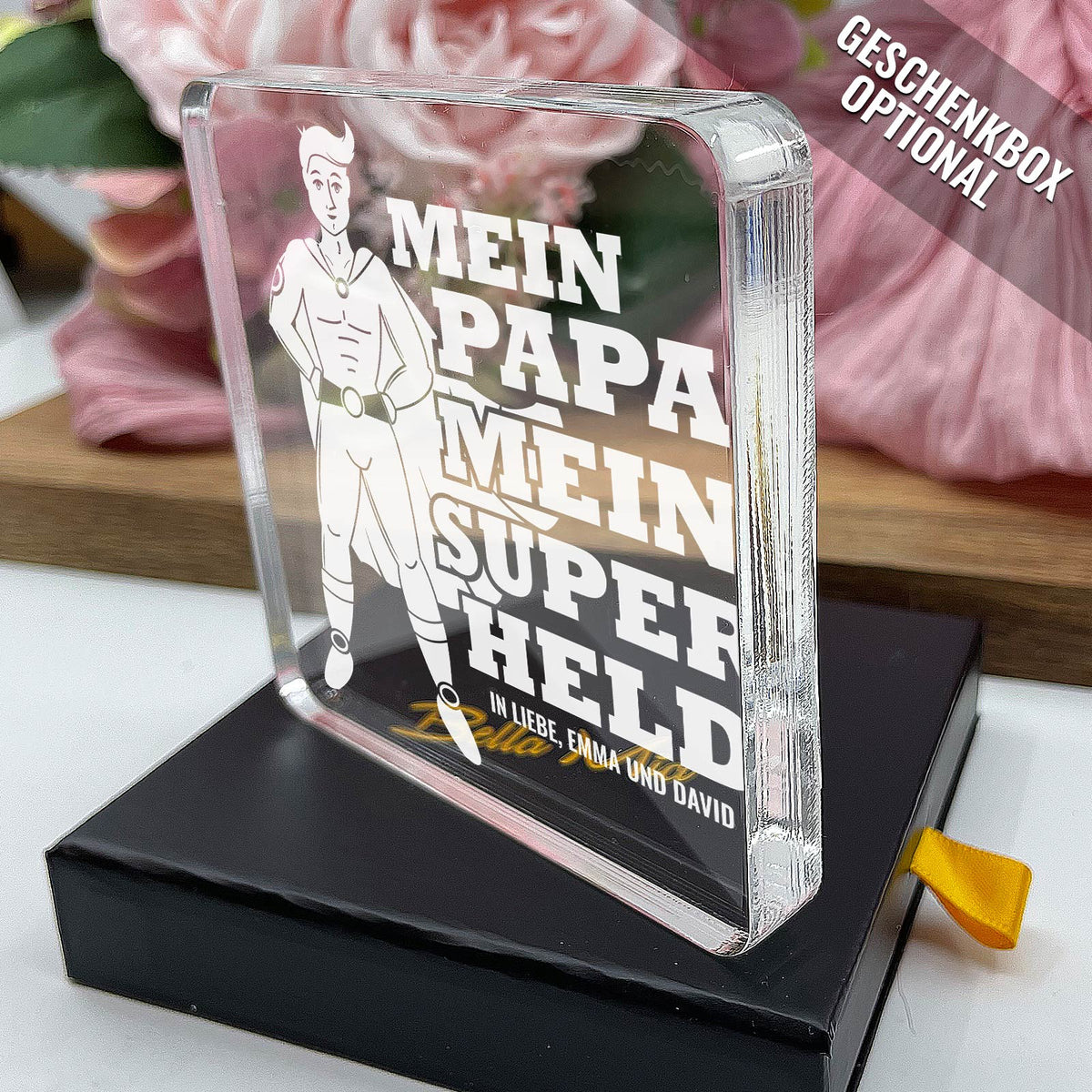 Geschenk für Papa: Mein Superheld aus Plexiglas