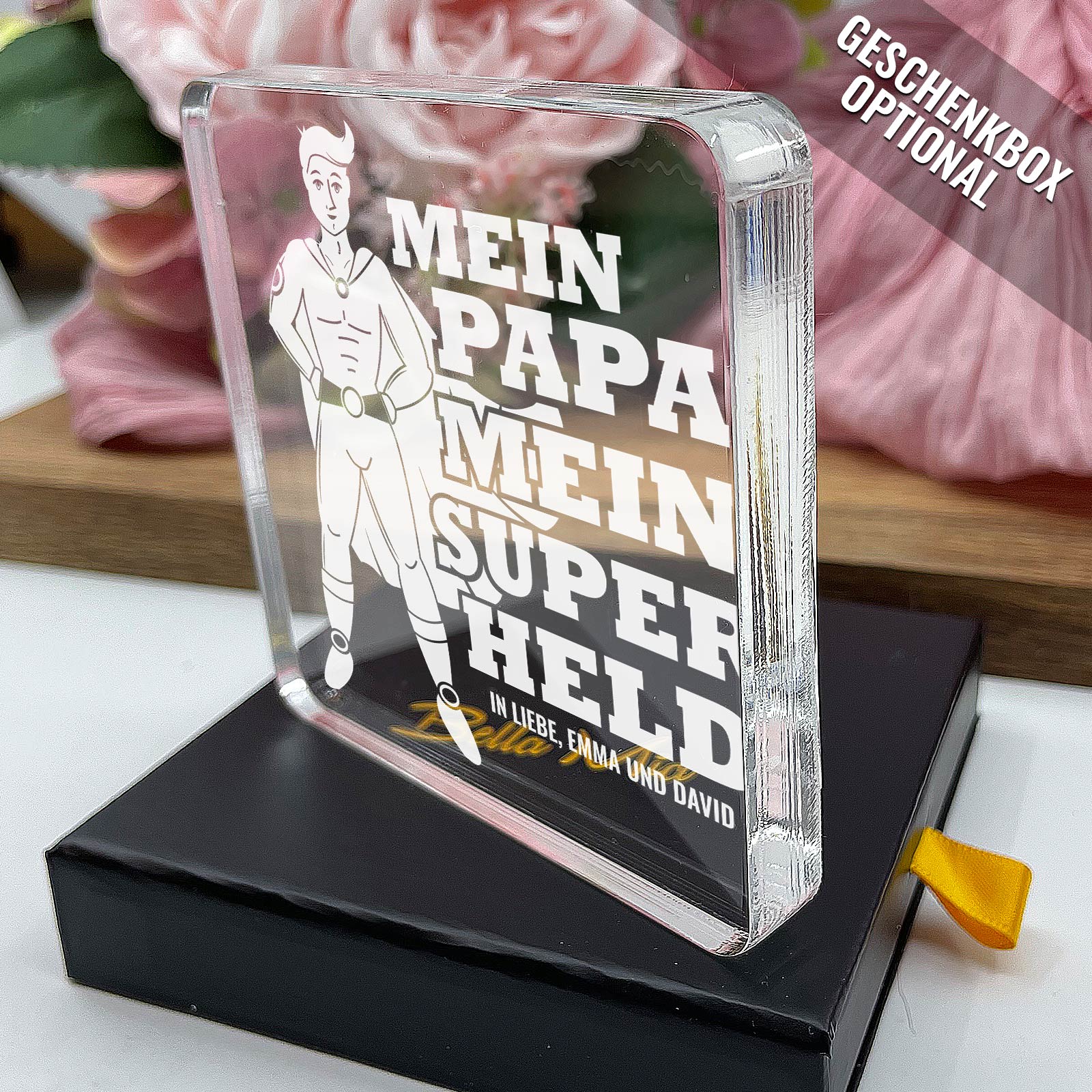Geschenk für Papa: Mein Superheld aus Plexiglas