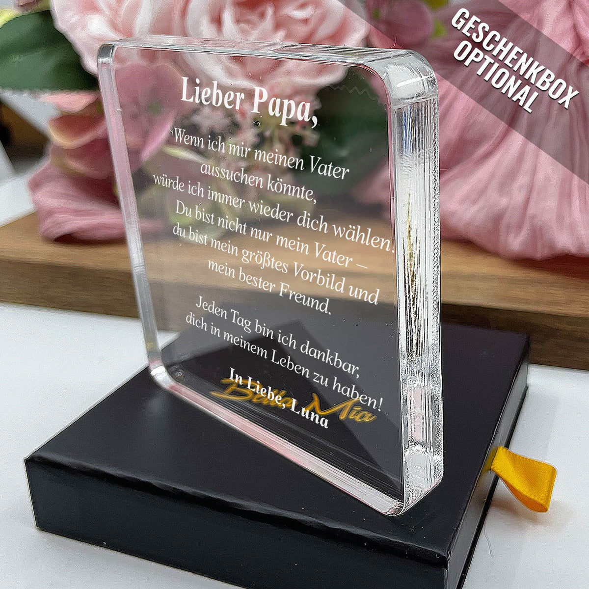 „Wenn ich meinen Vater wählen könnte…“ – Persönliches Geschenk aus Plexiglas