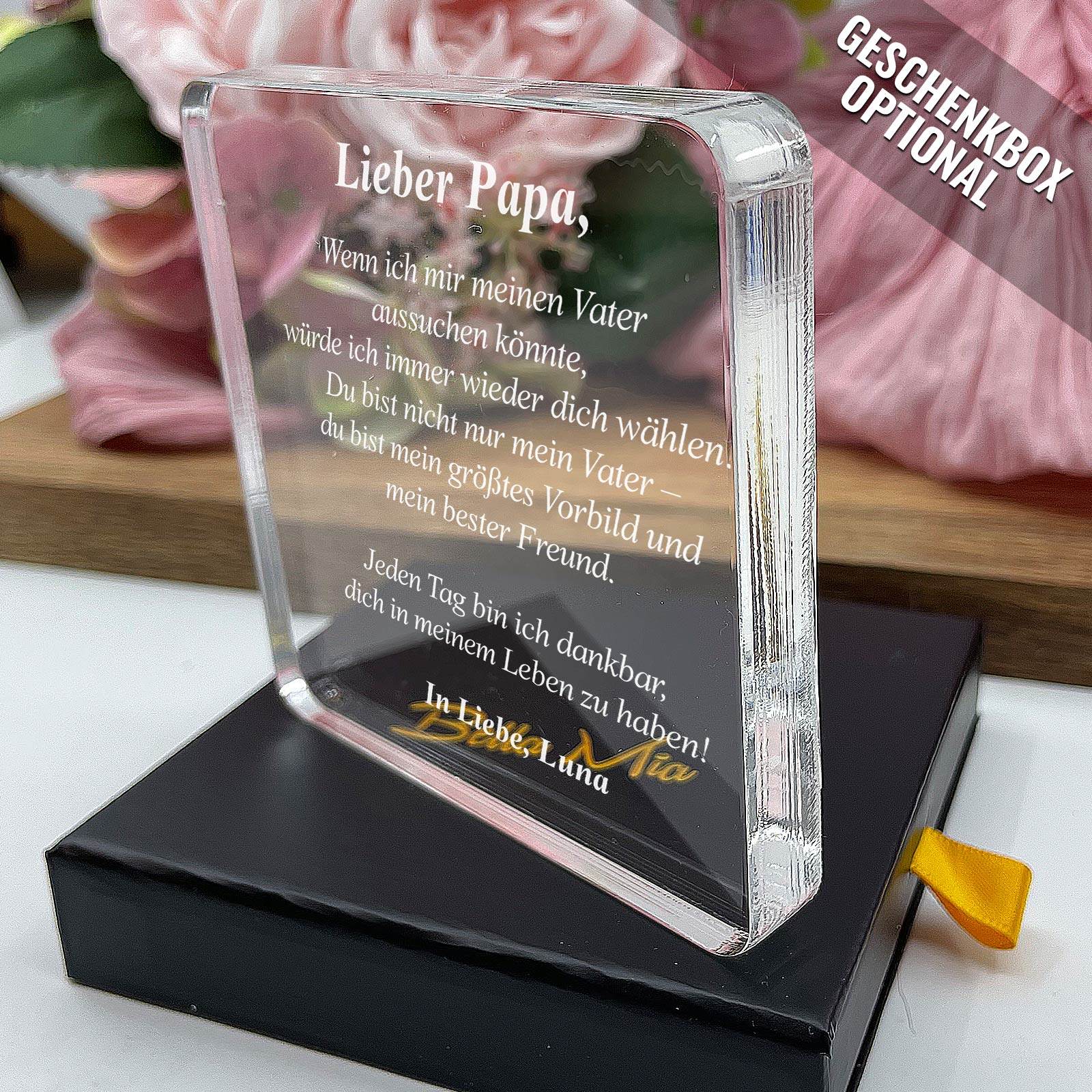„Wenn ich meinen Vater wählen könnte…“ – Persönliches Geschenk aus Plexiglas