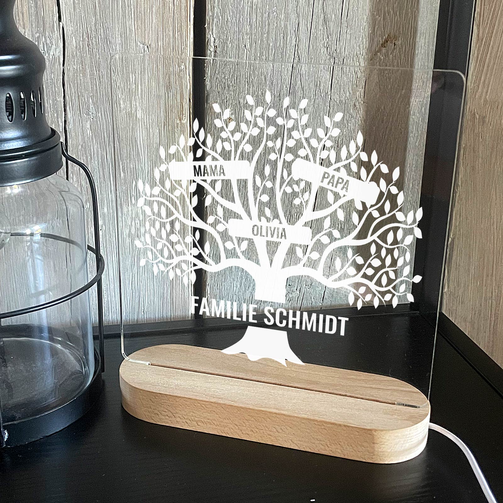 Familienbaum-LED-Lampe mit allen Namen
