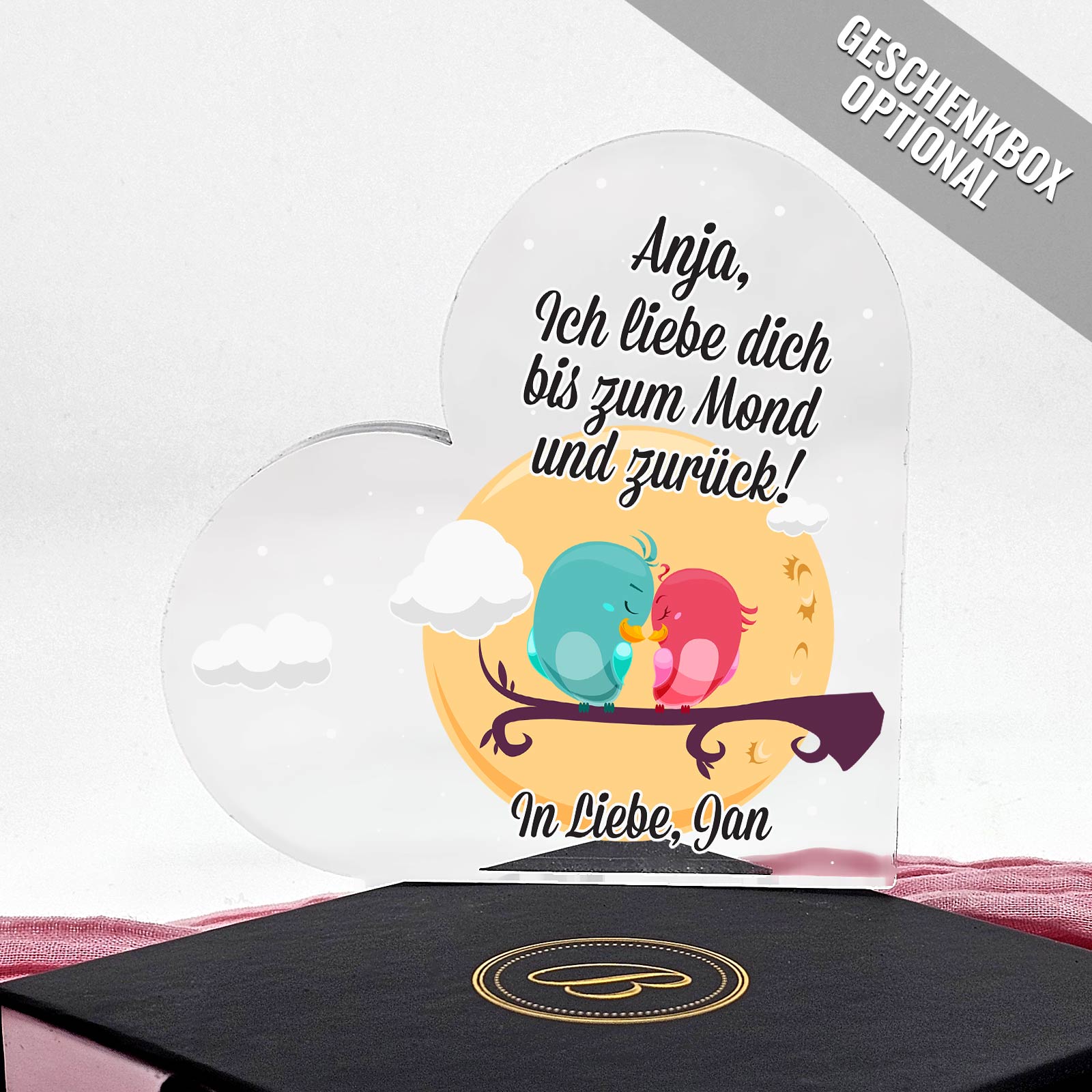 Zum Mond und zurück – Herz aus Plexiglas