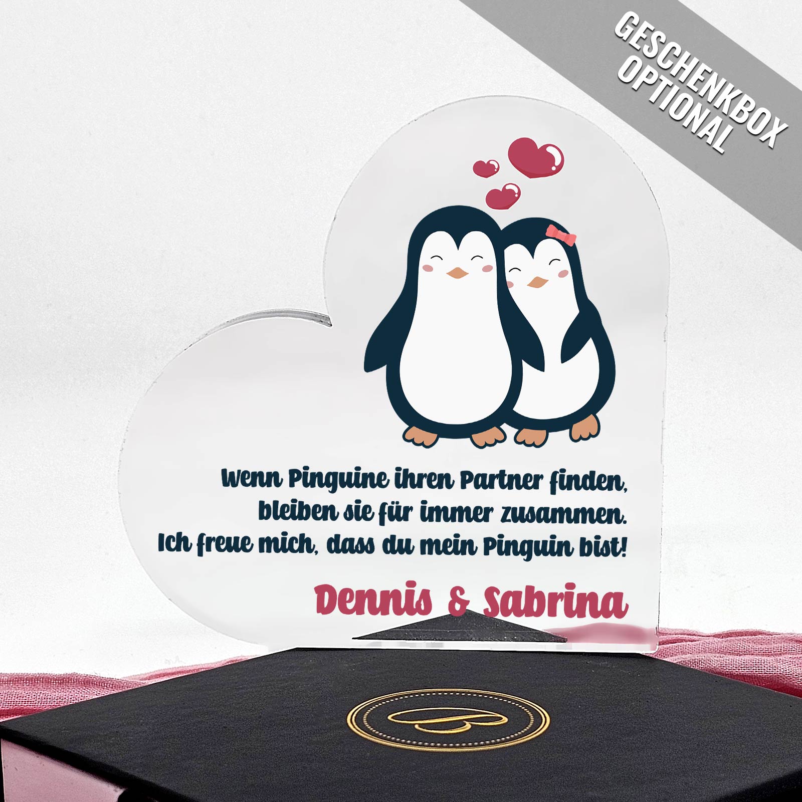 Pinguin Paar – Plexiglasherz