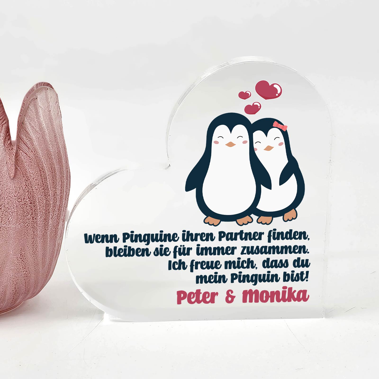 Wenn Pinguine ihren Partner finden - Herz aus Plexiglas